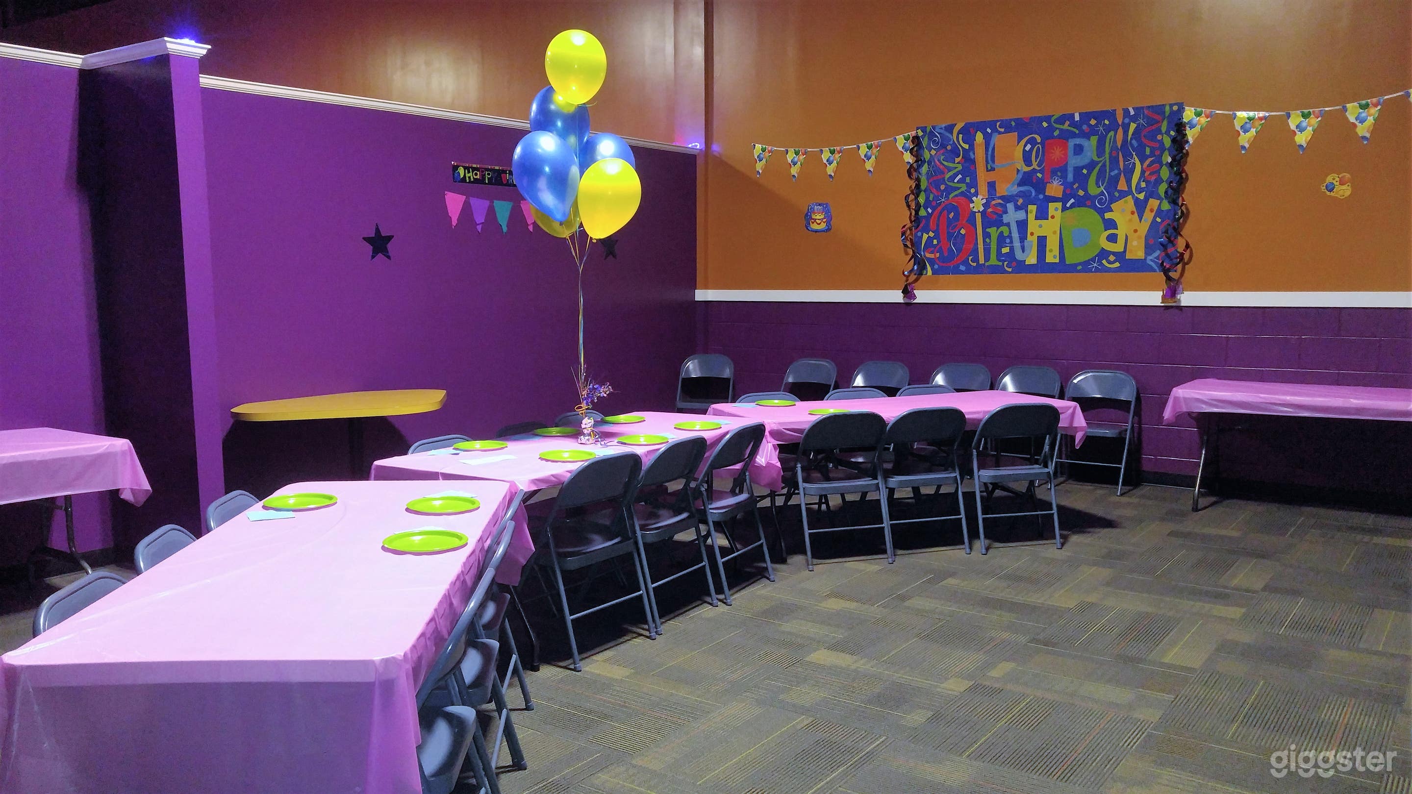 Purple VIP Room set up for a birthday party !