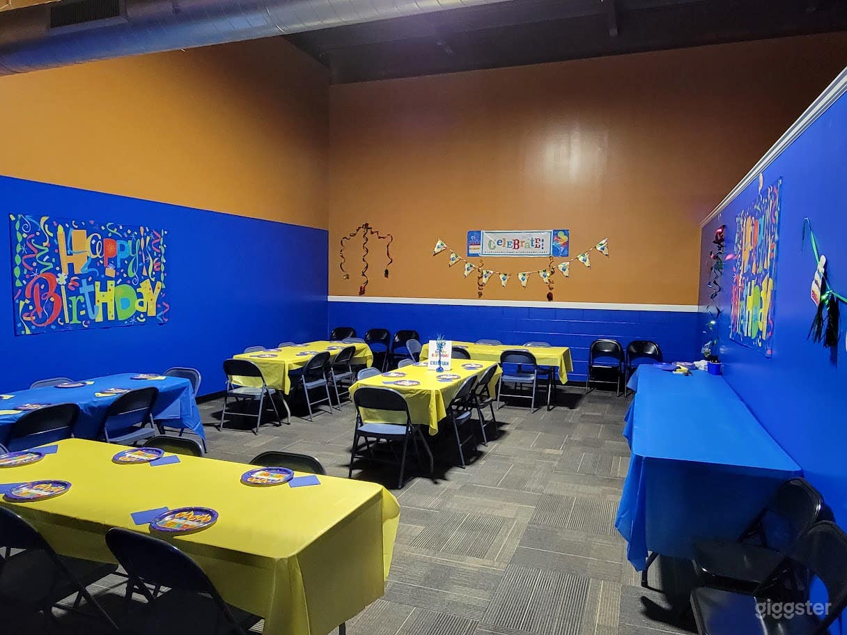 Blue VIP Room set up for a birthday party !