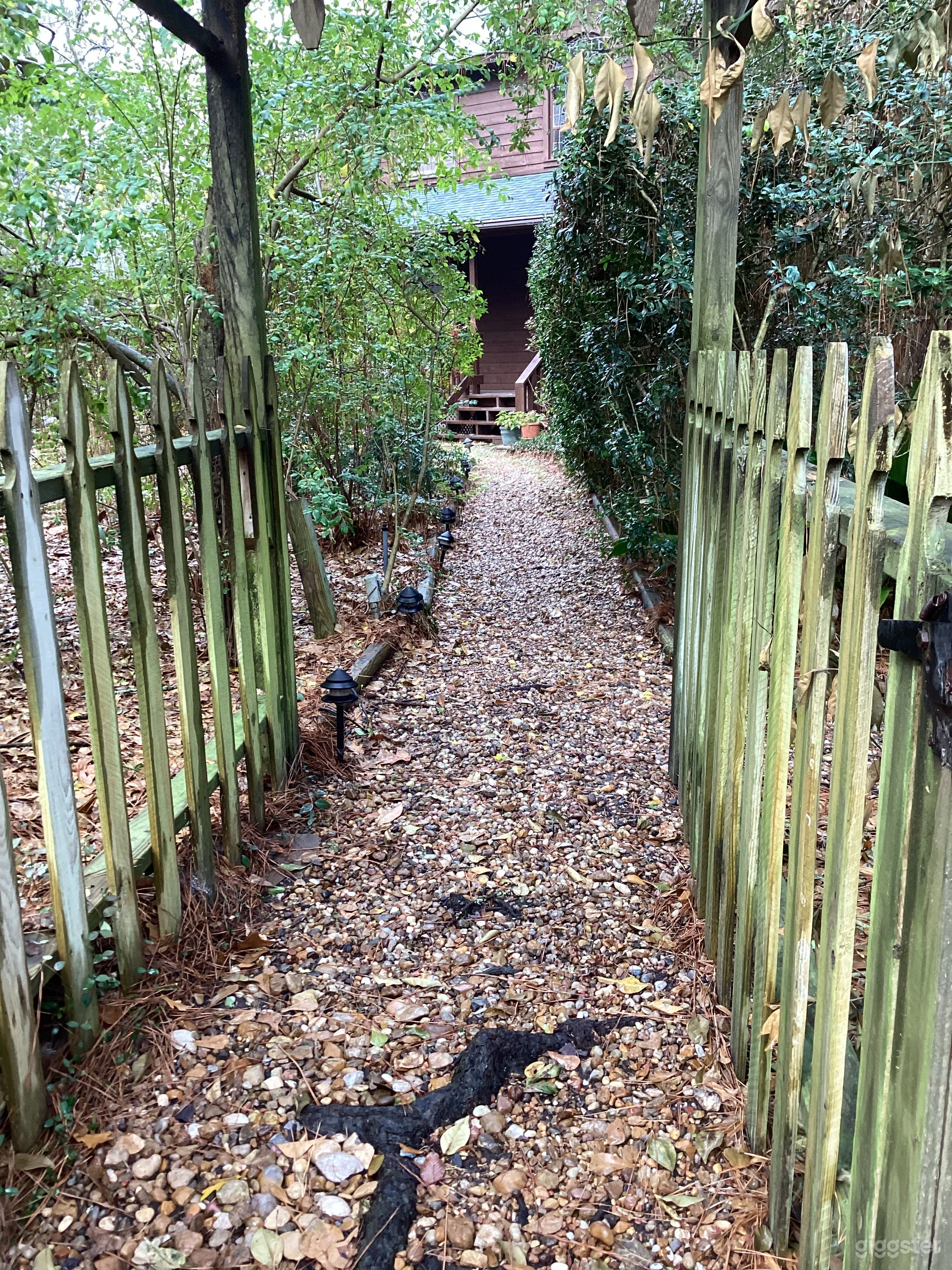 walkway to front door through the arbor and gate
