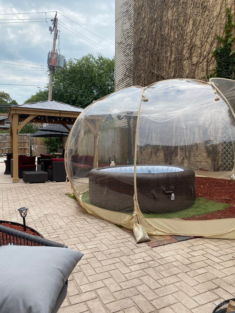  Working hot tub in covered dome  