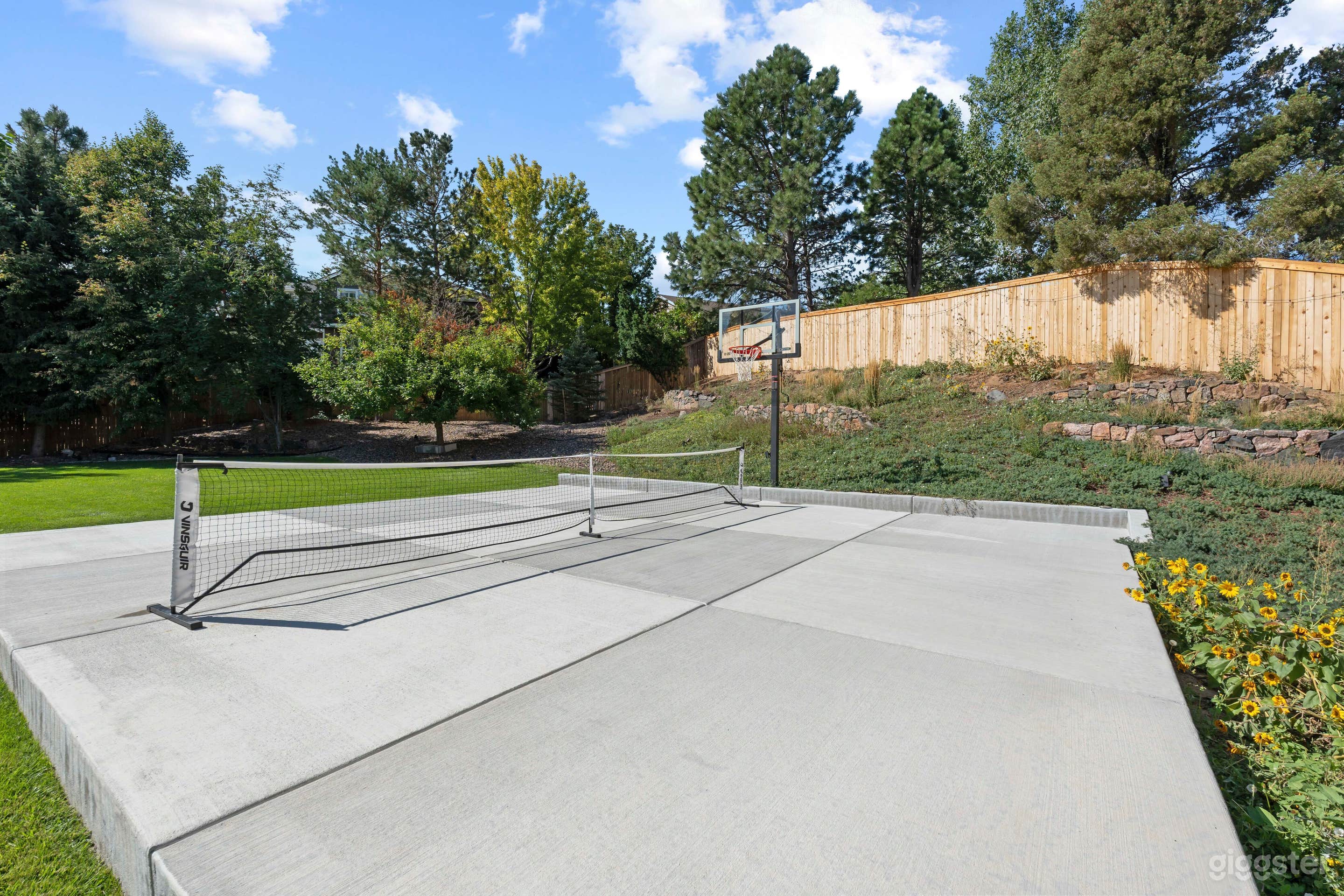 Multi function half basketball sport court.  