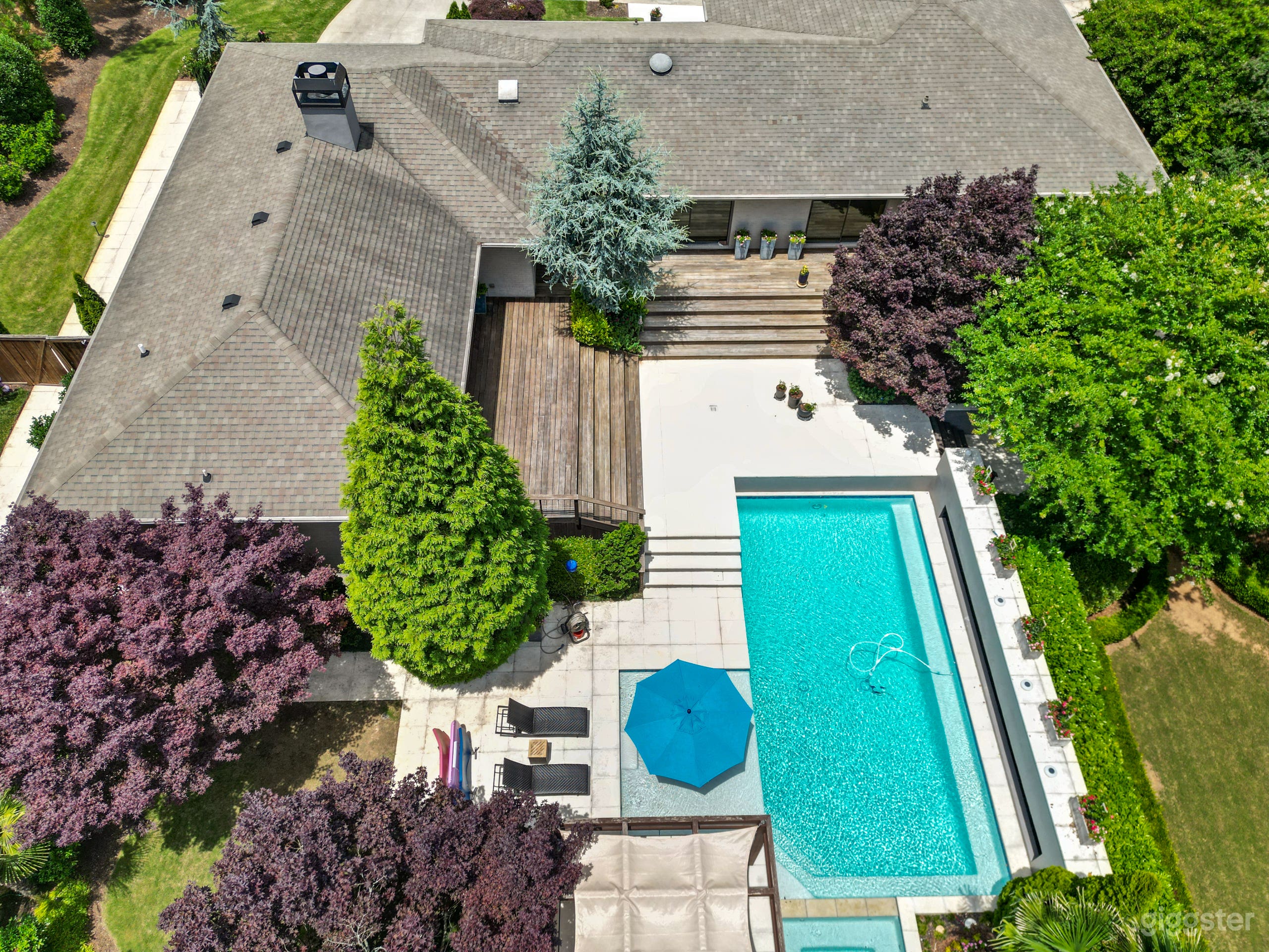 Drone photo of pool.  