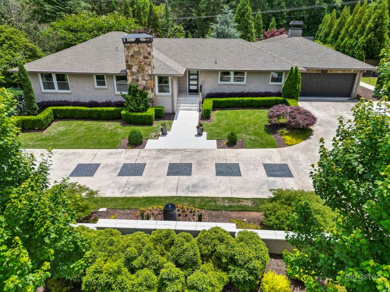  Drone photo of front of house behind the wall.   