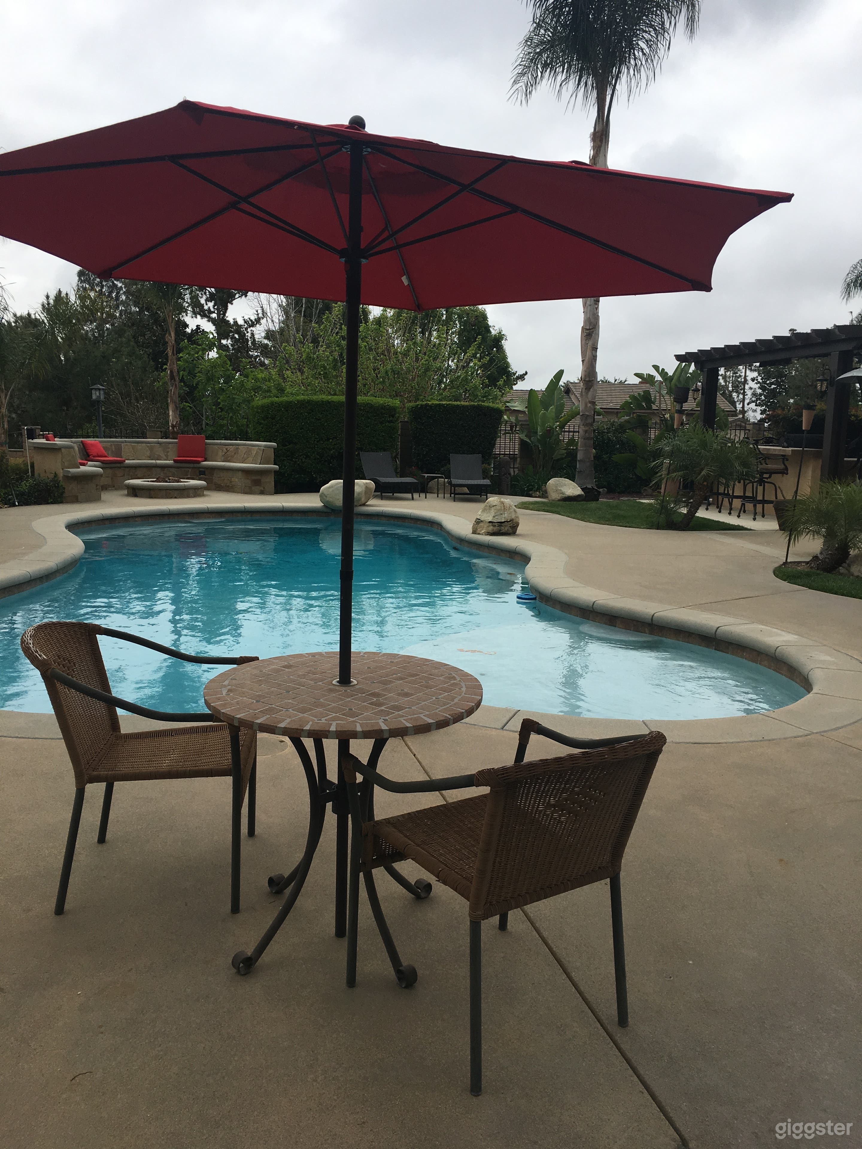 Beautiful backyard with pool, fire out, large outdoor kitchen 