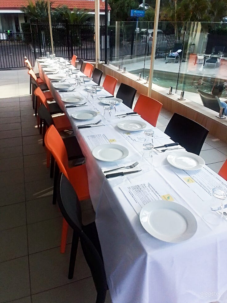 Indonesian Restaurant (Indoor + Patio) with Pool Front View Photo 4