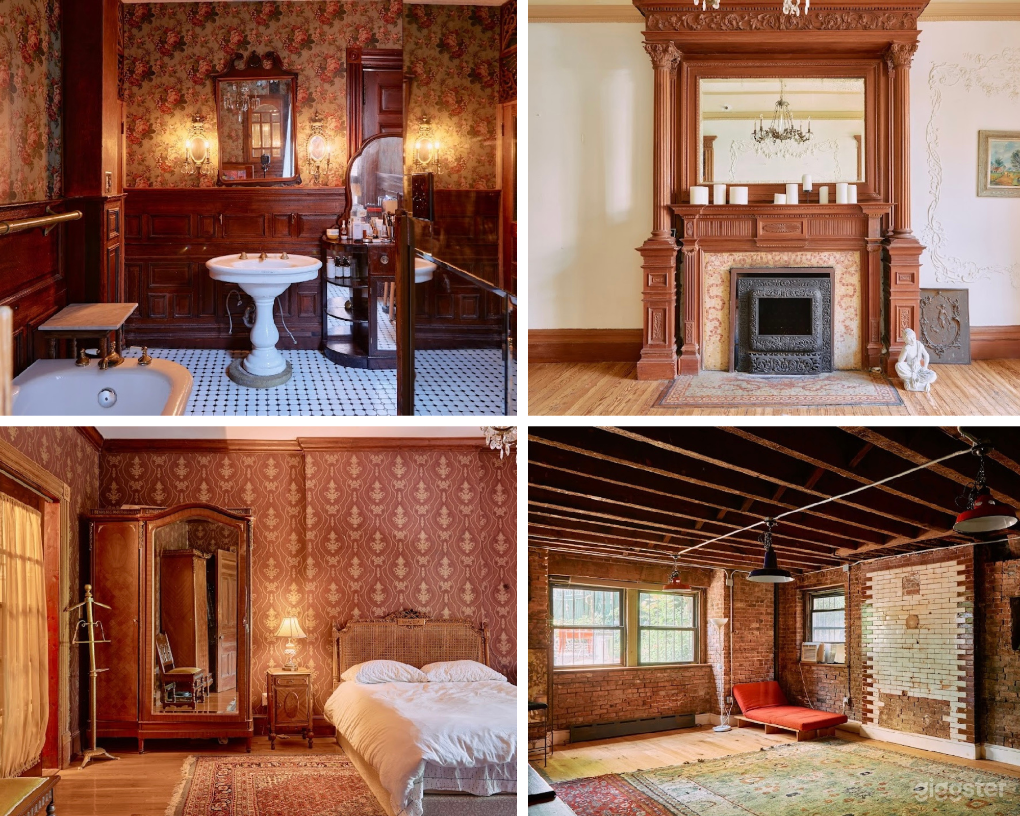 Vintage Furnished Space with Patterned Wallpaper Photo 1