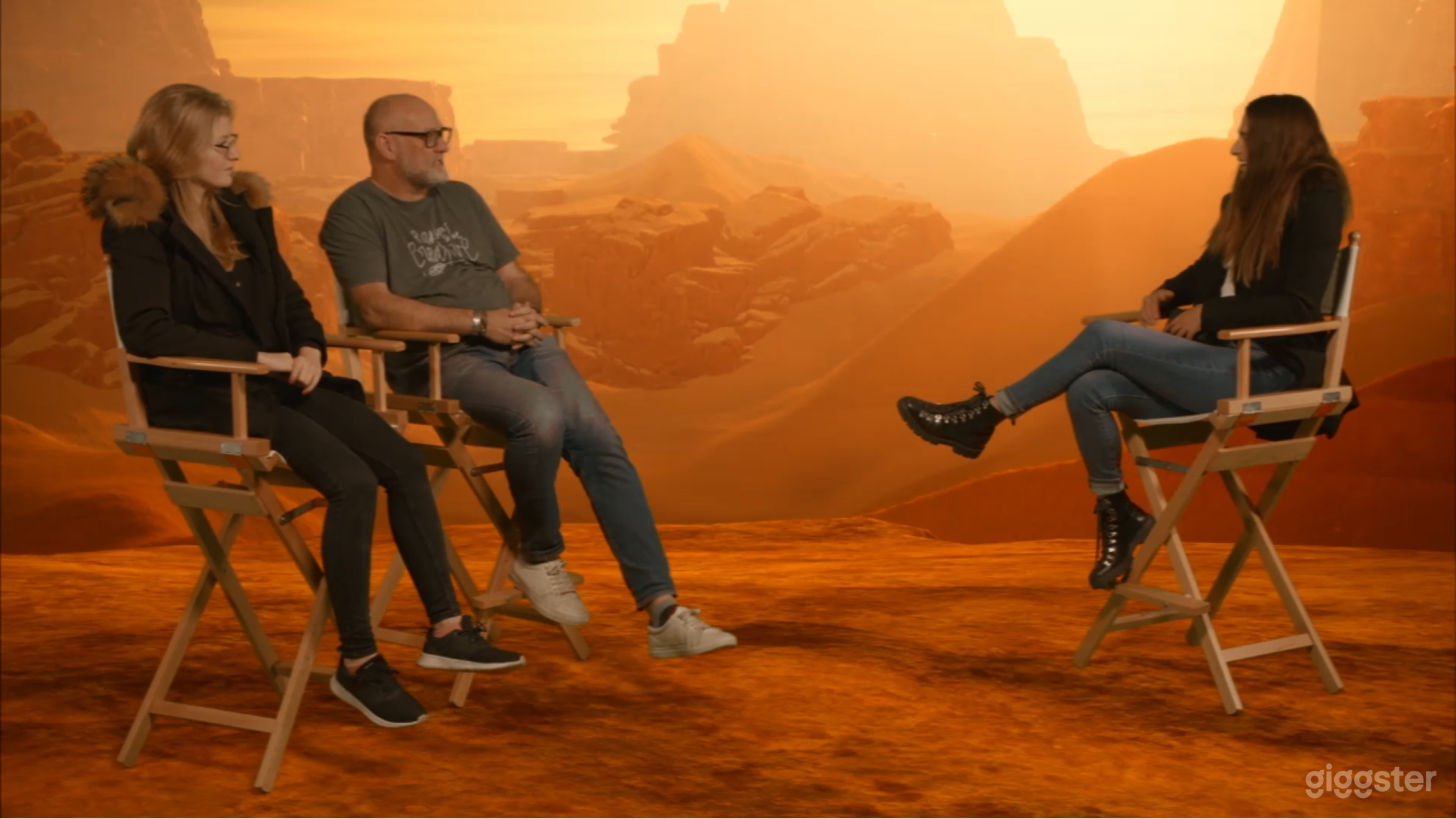 Studio Location with multiple camera switching from the surface of Mars