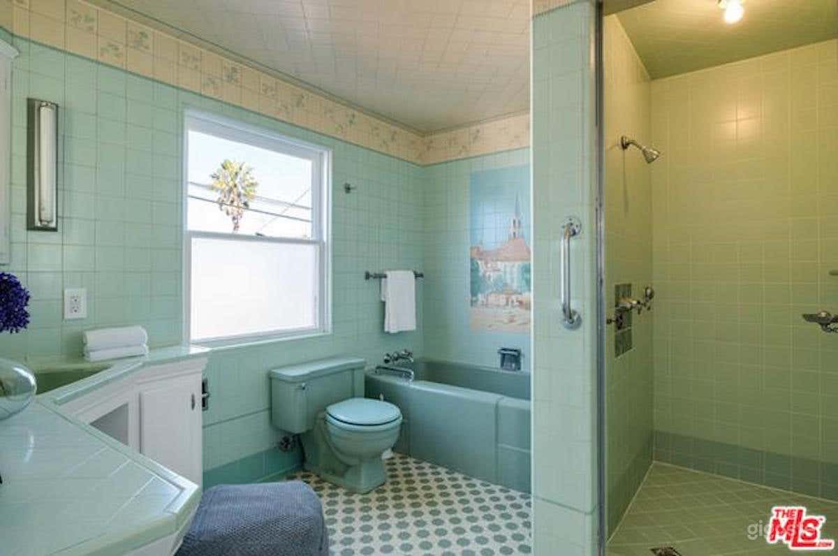 Jack n Jill kid's bathroom, original tile from 1936
