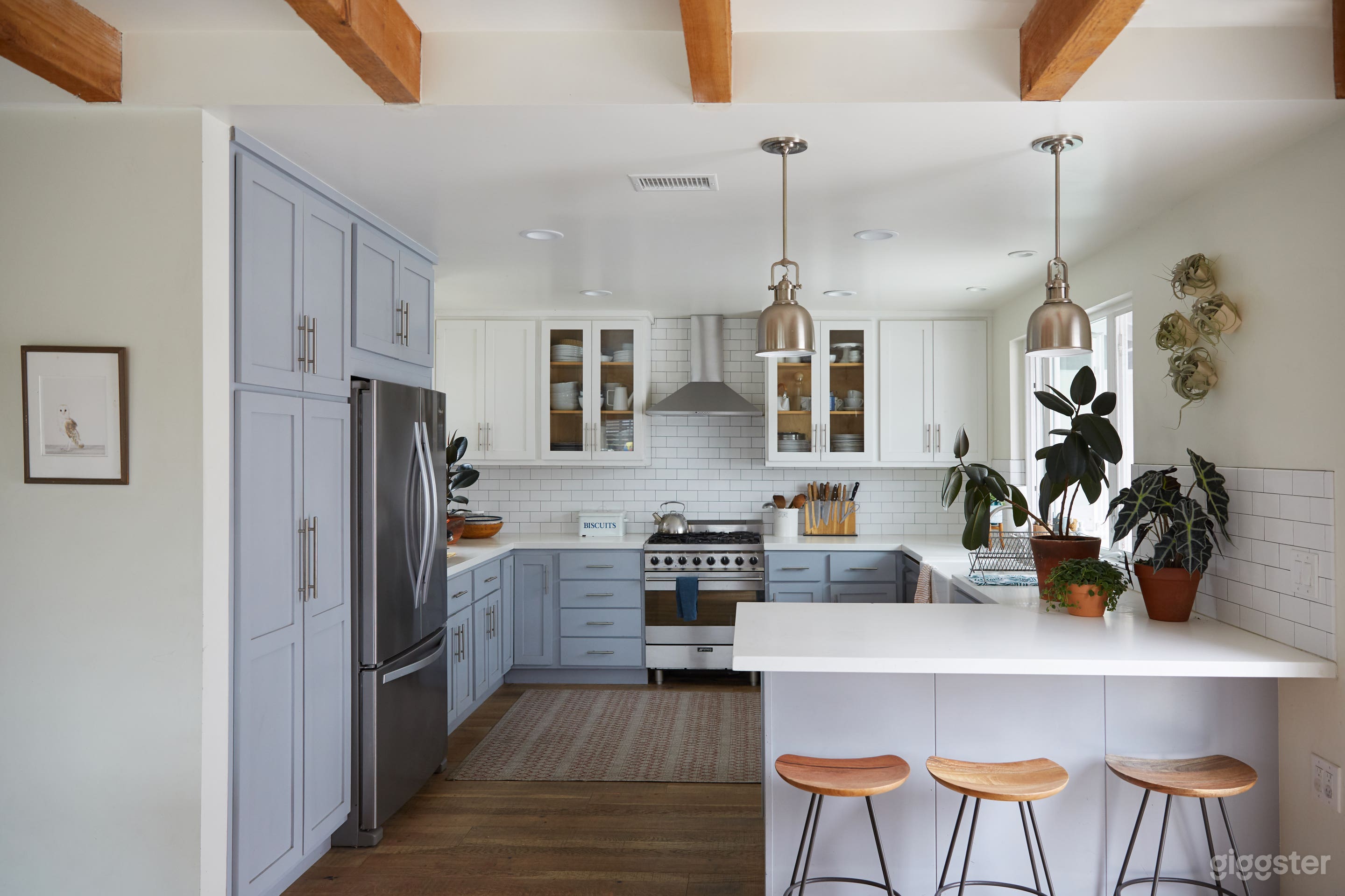 Artist’s home, light filled, blue-grey kitchen Photo 1