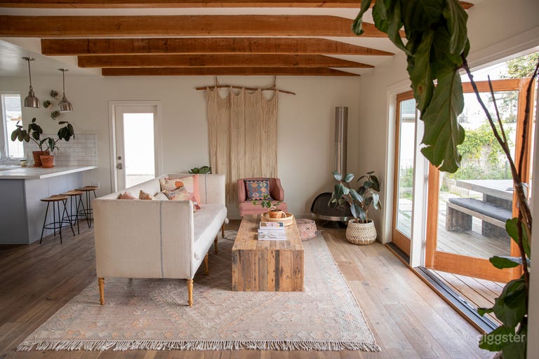  Artist’s home, light filled, blue-grey kitchen 
