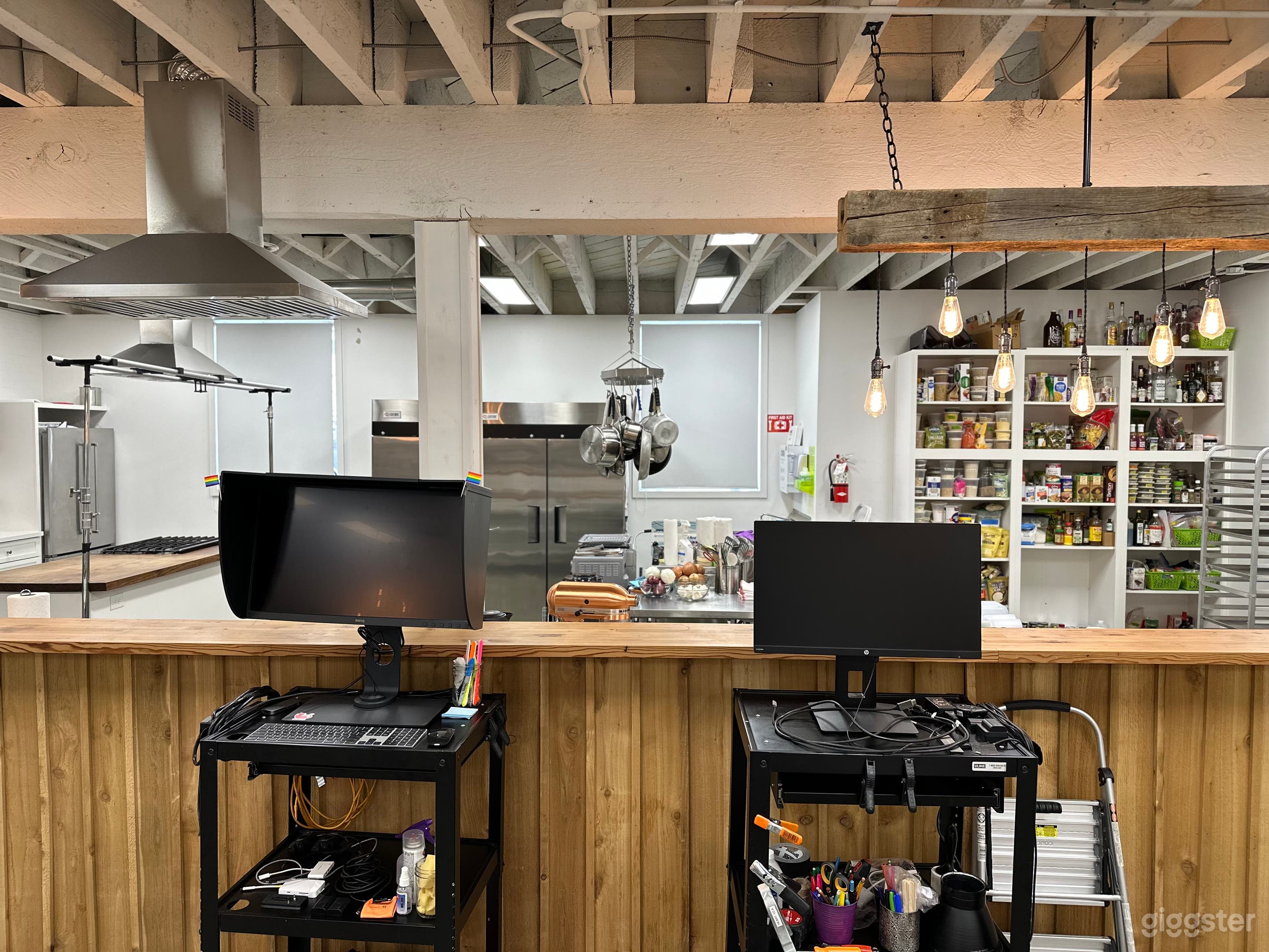 Open production studio facing towards production kitchens