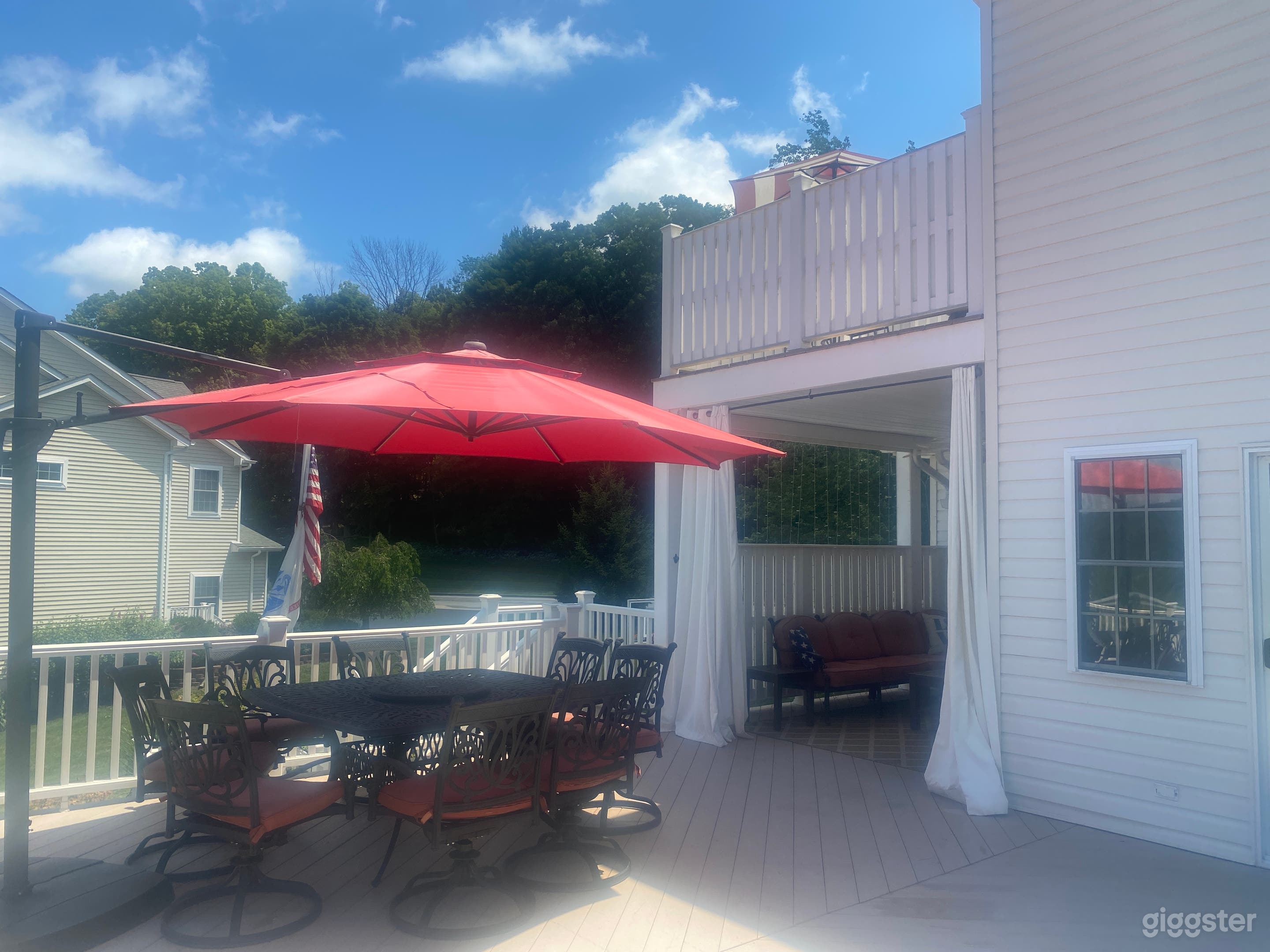 partial view of the deck, private covered nook and balcony above, just off master bedroom