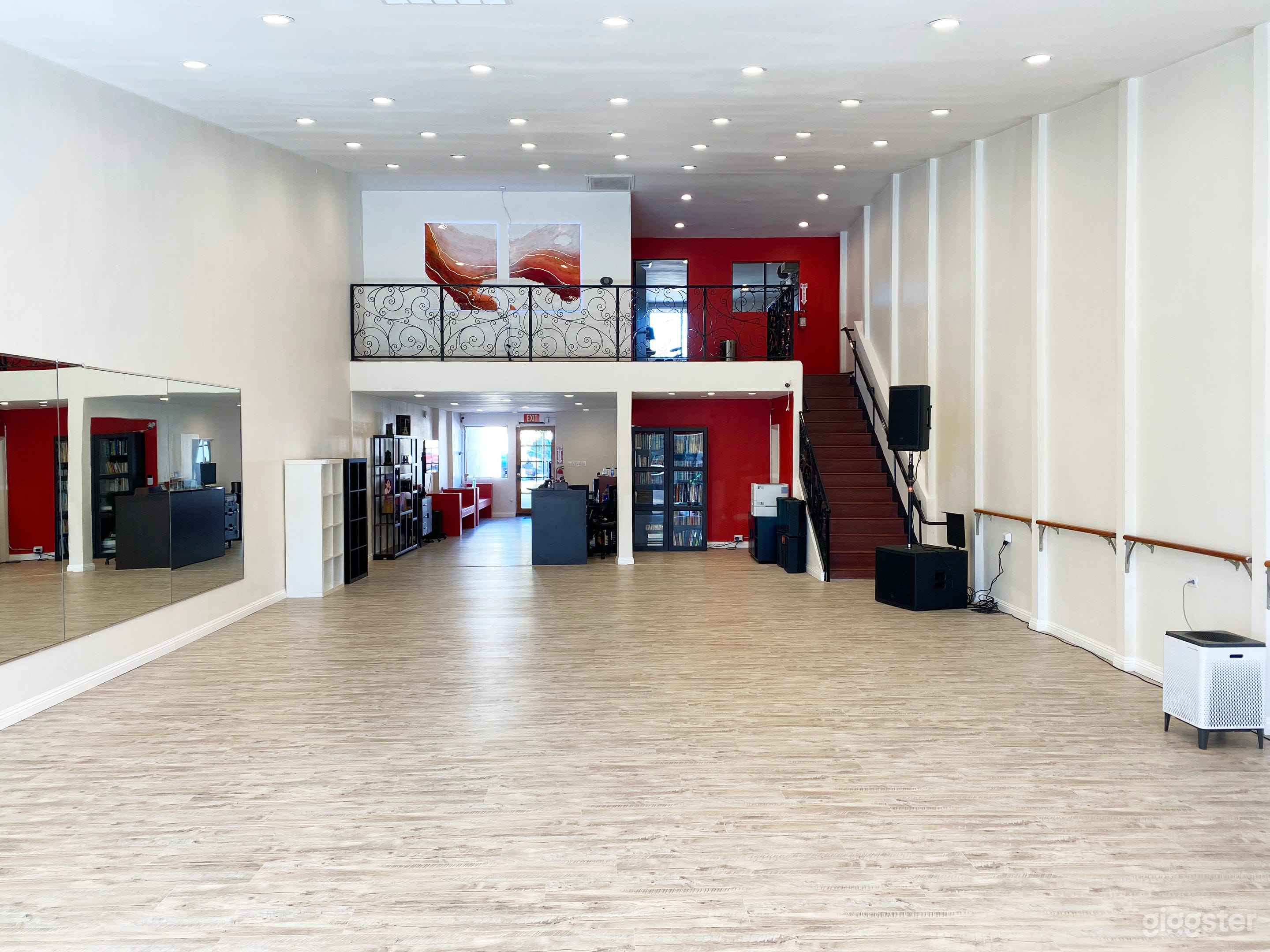 Dance studio from front entrance