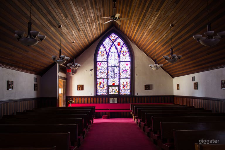  Church interior with North-West facing stained glass
 