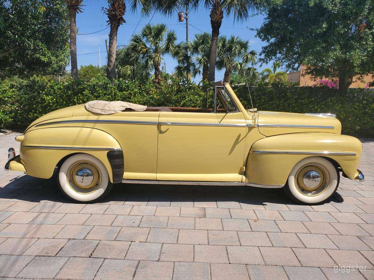 A Beautiful Yellow 1948 Ford Deluxe Convertible Photo 2