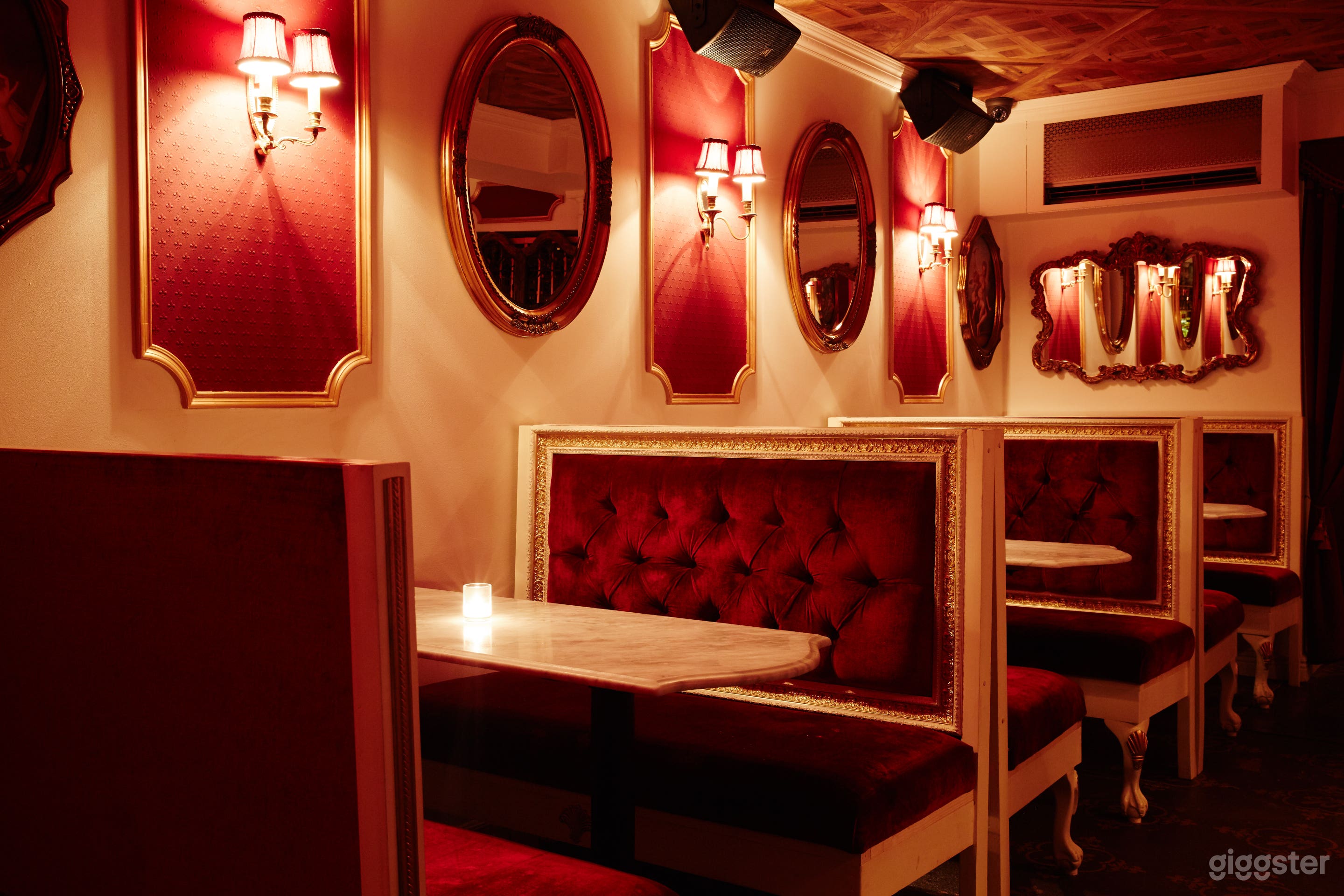 Velvet booths.
