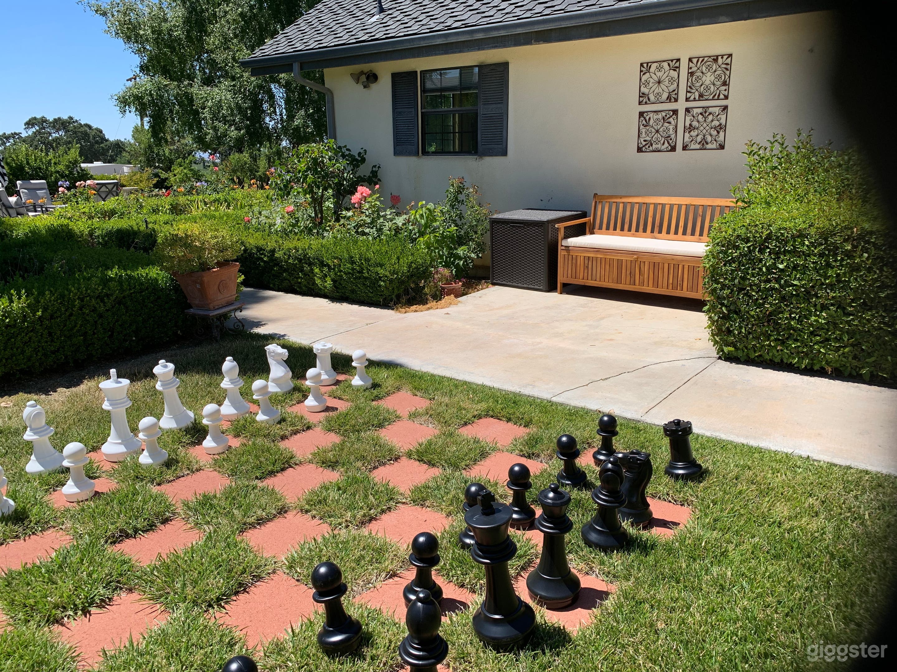Chess board in garden