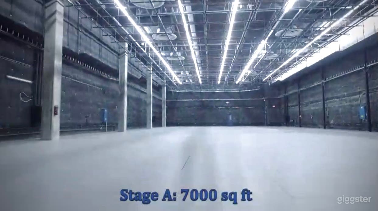 Stage A: 7000 sq/ft, full A/C, grid &amp; dimmers, cam lock power outlets.