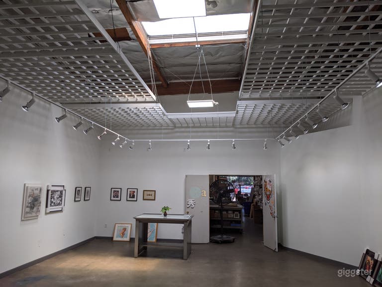  View from Front Entrance with tall drop ceiling and multiple bright skylights. 