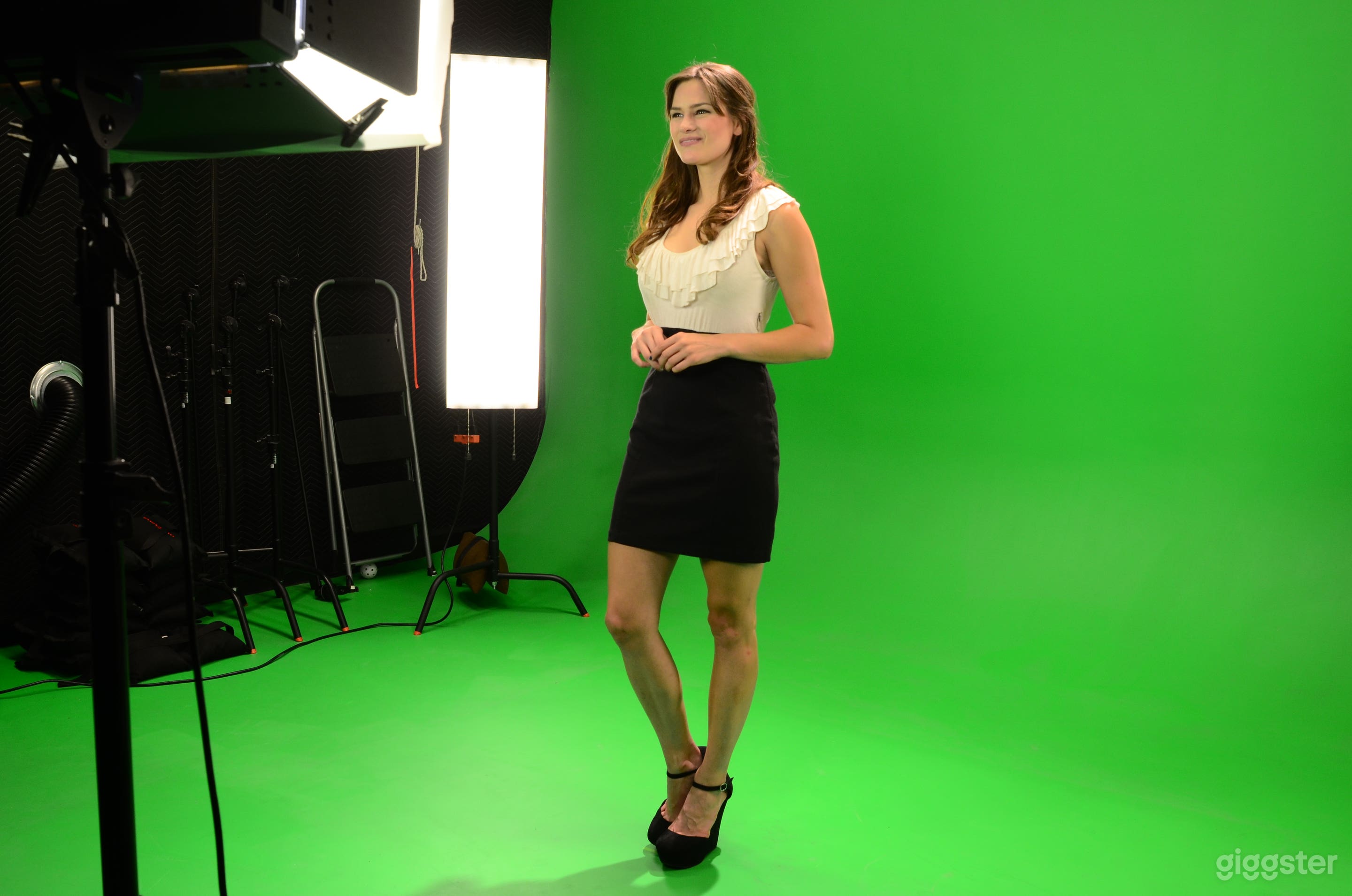 Model/actress on green screen. Full Body