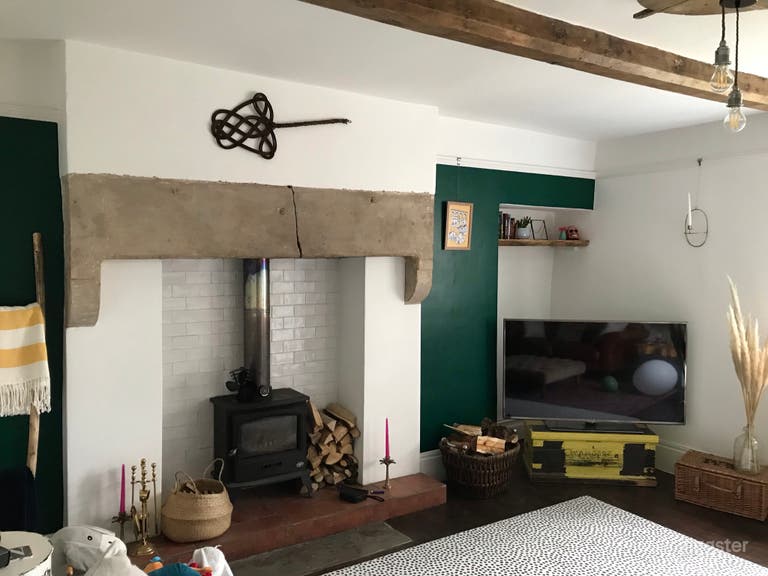  Open plan farmhouse exposed beams 