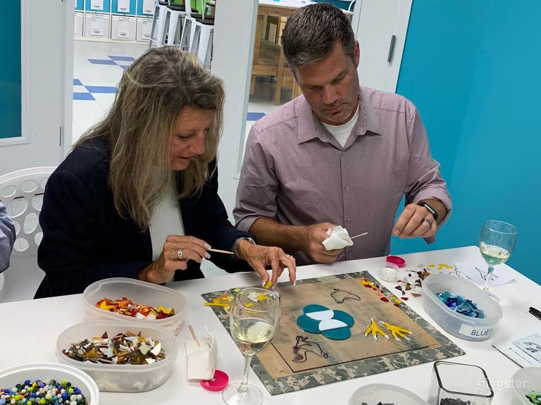  Three tables are regular chair height, three are stool height. Four are on wheels. 
