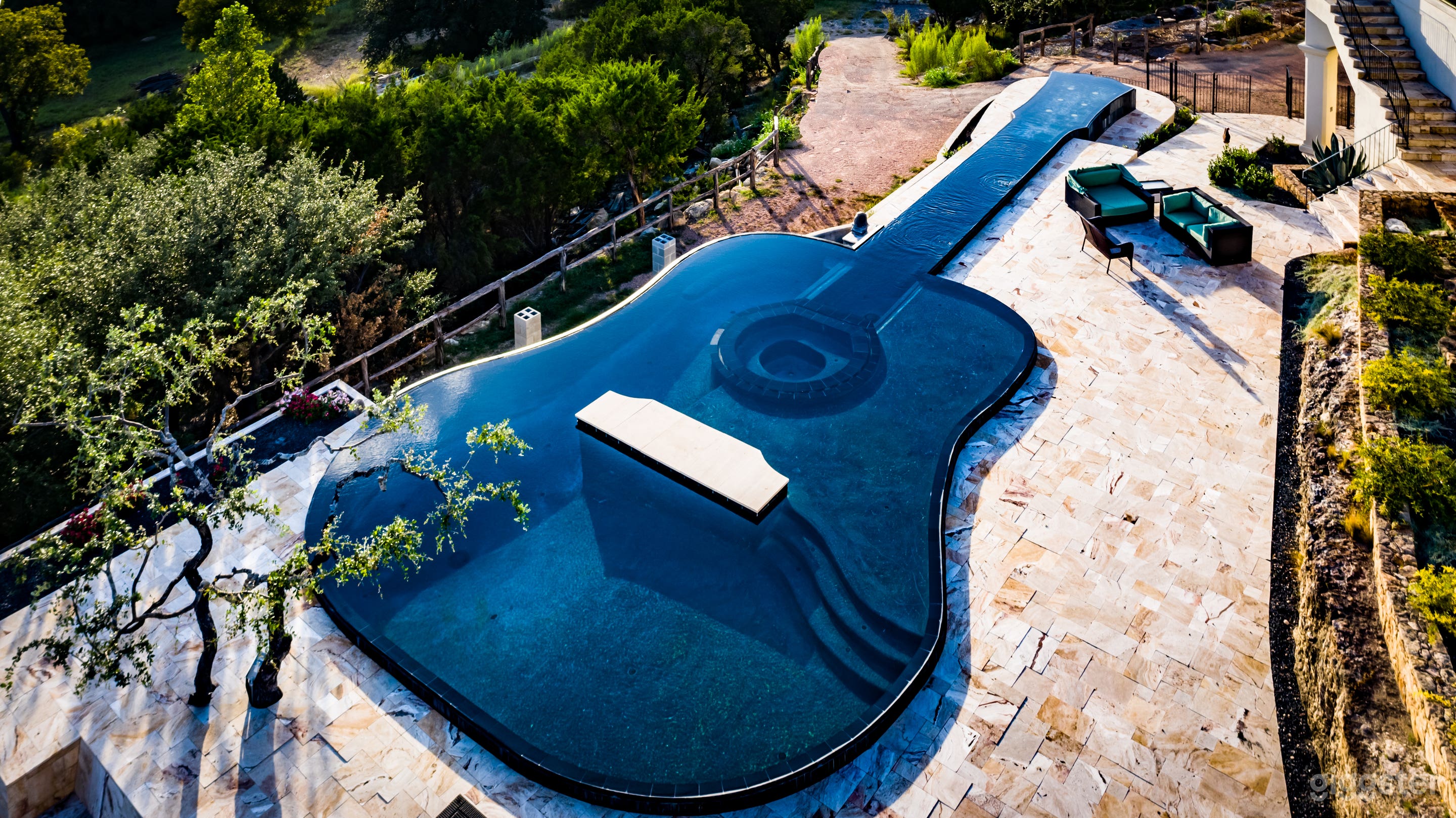 87.5 FT Guitar Pool during the day