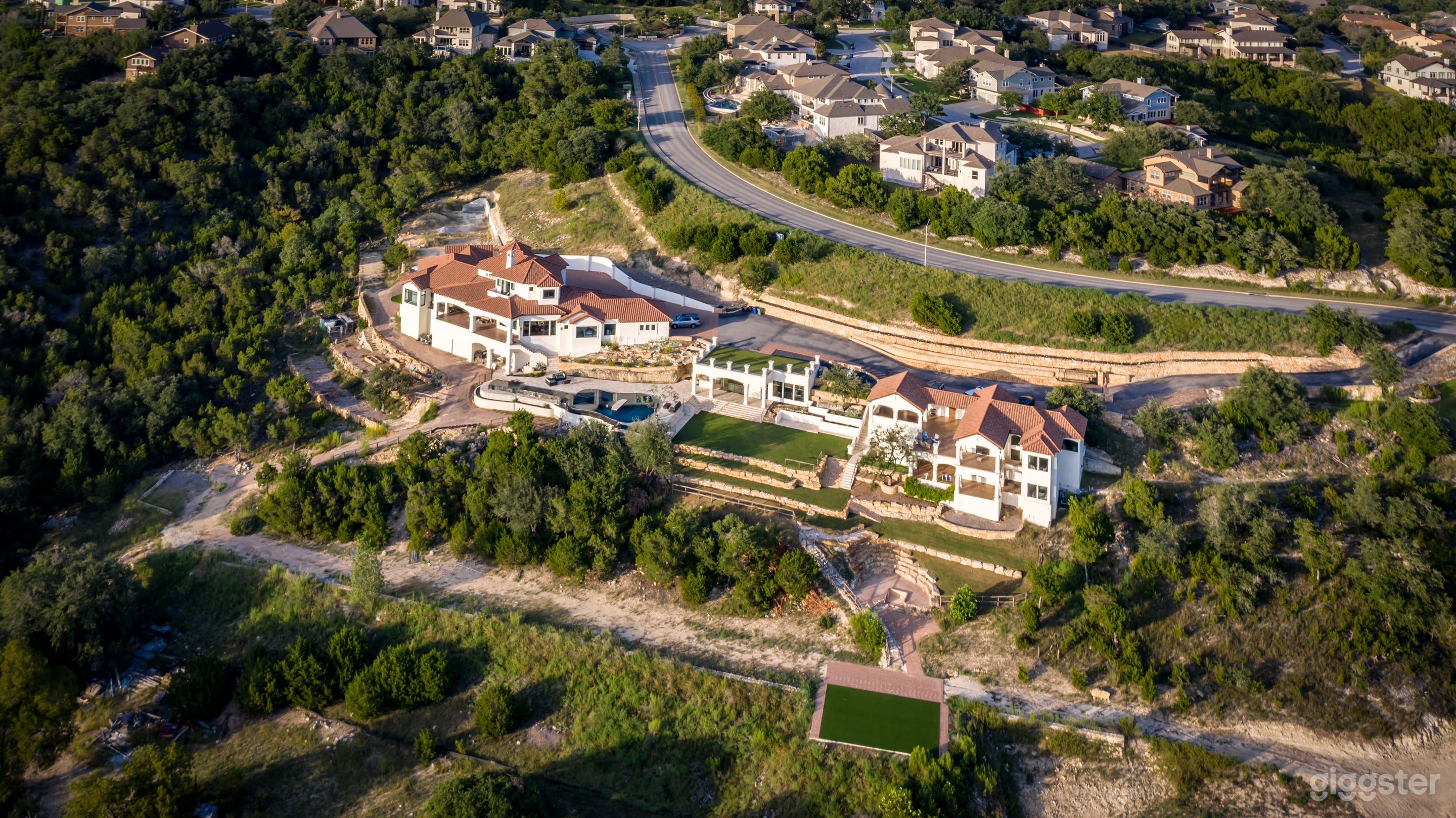 You will have access to all of the ground except the main house (additional cost) in the right of this picture.  The 3 bedroom villa is designed for guests.