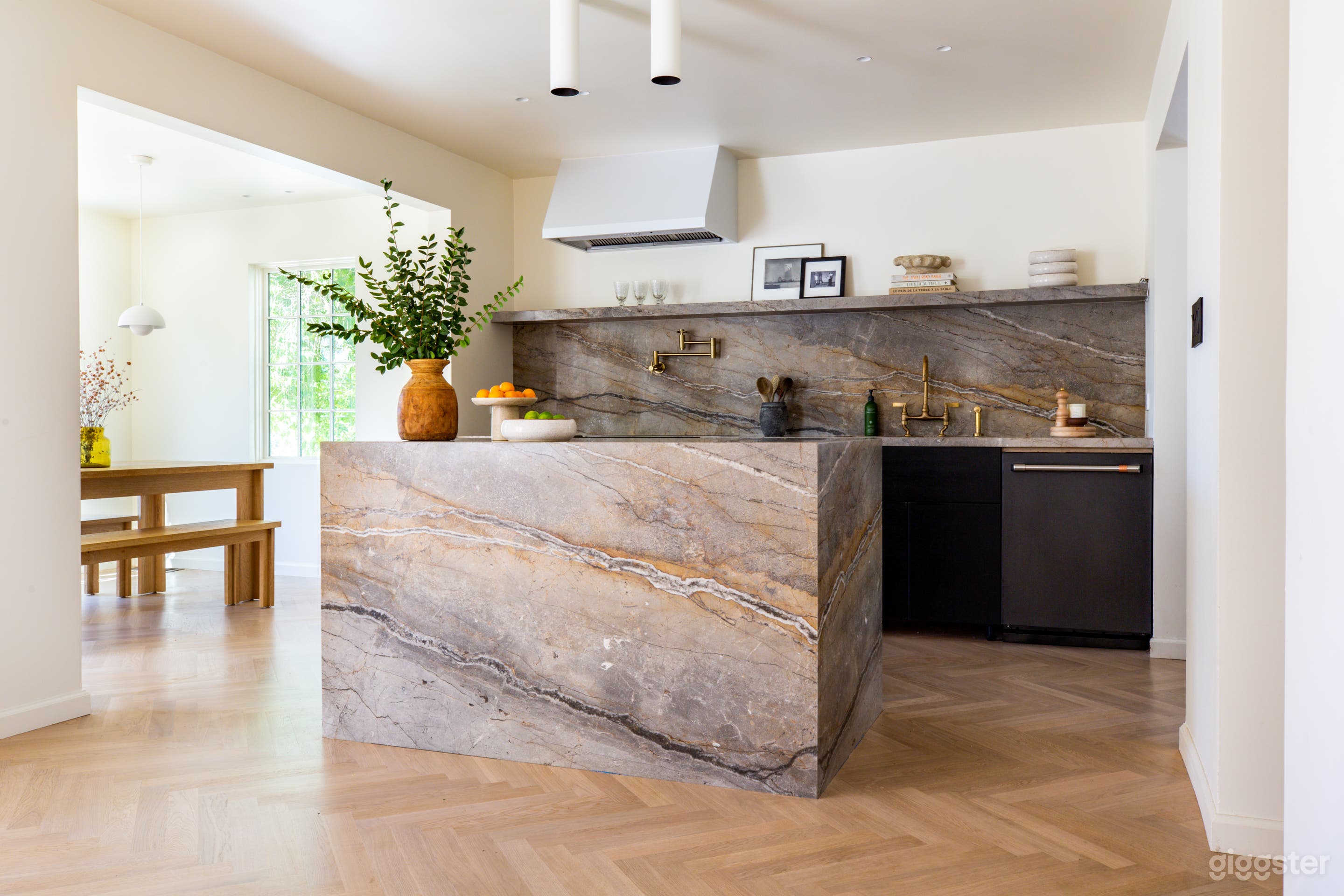 Newly-renovated Chef's kitchen.  Marble island.  GE Cafe Appliances throughout.