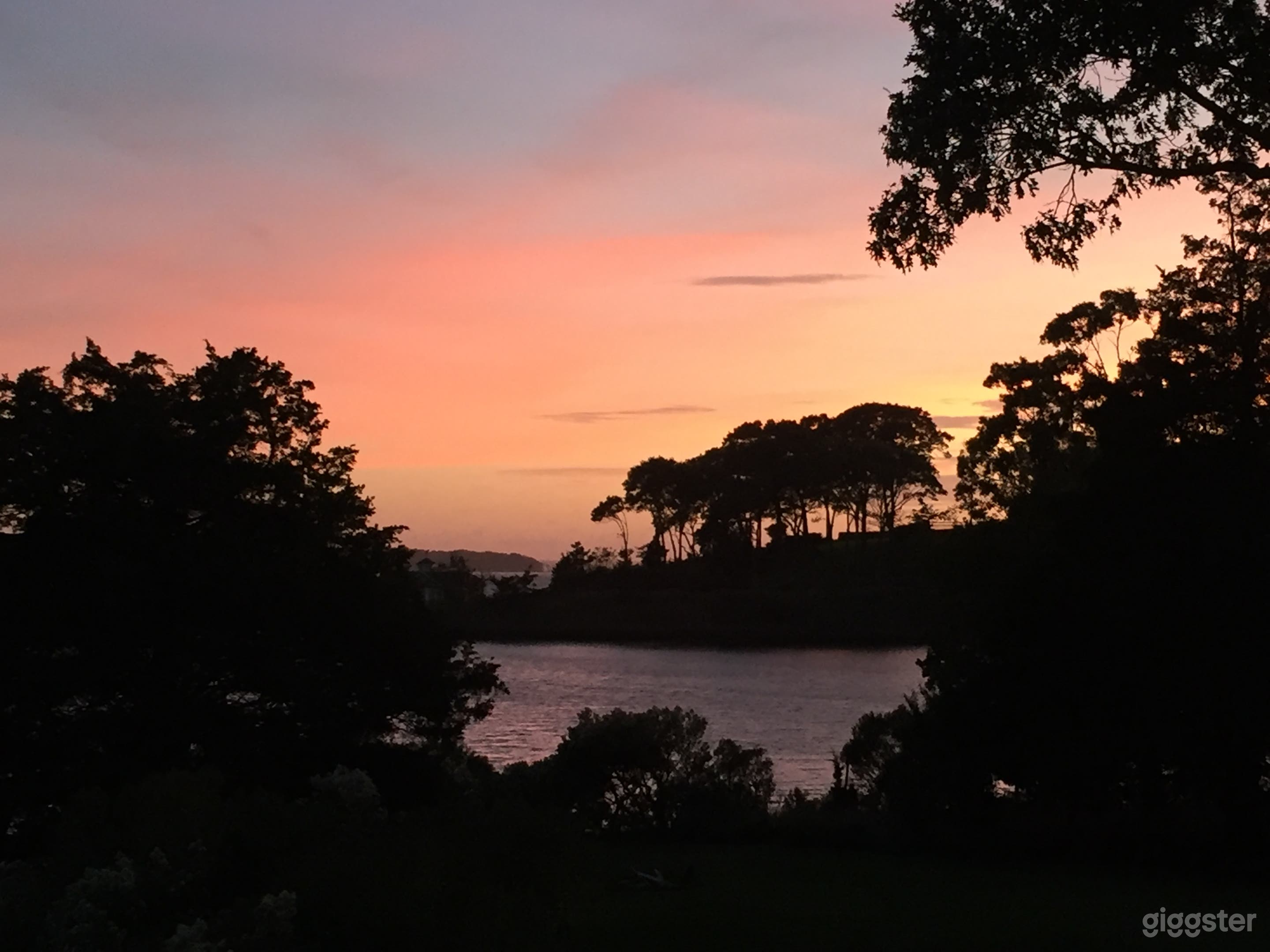View from house at sunset.