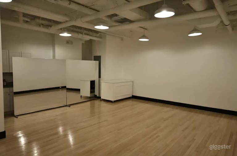  290 sq. ft. Mirrored Studio with Wood Floors & Sound System 