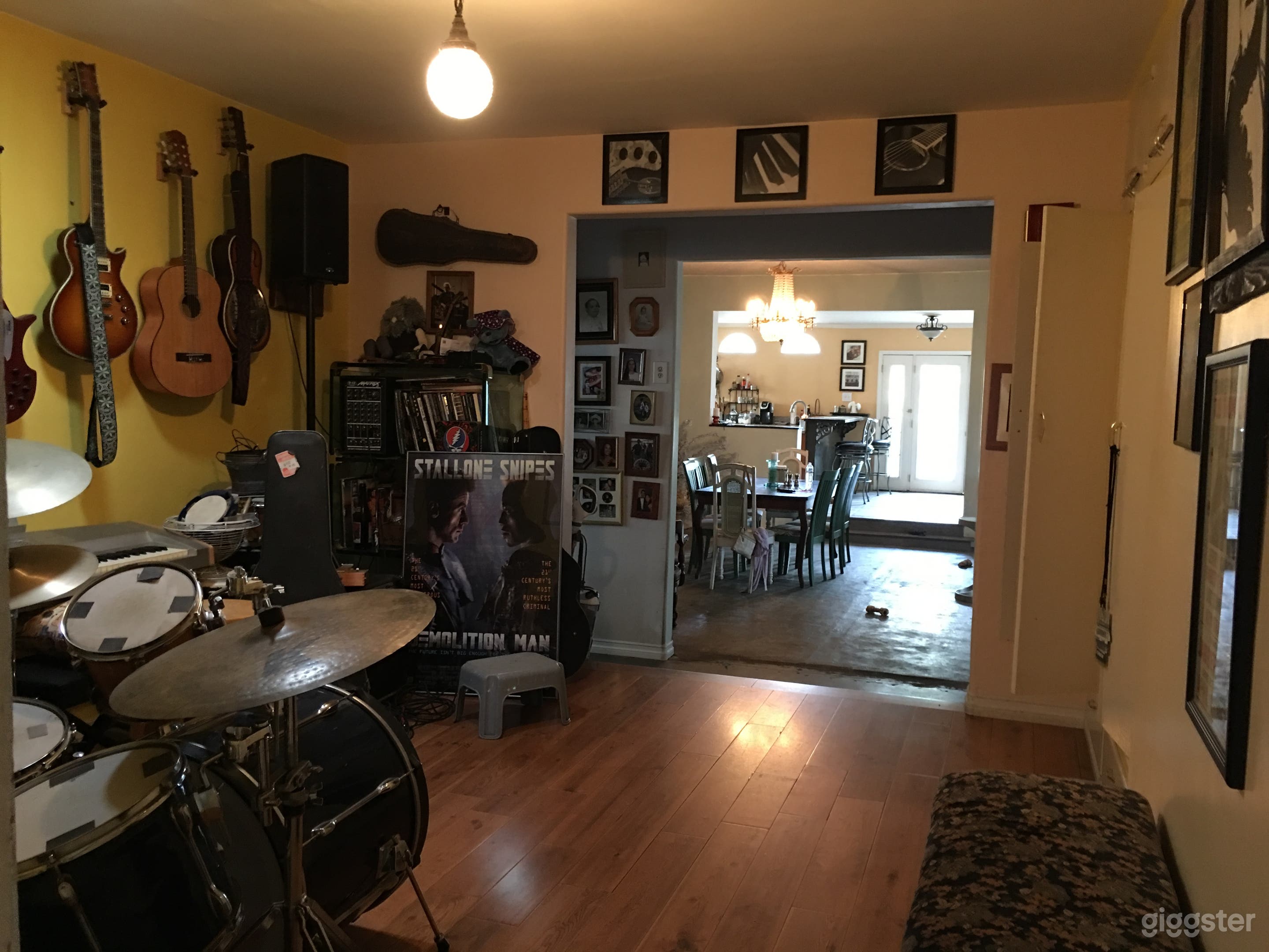 Walk through music room into great room