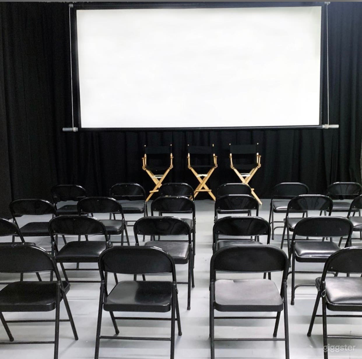 Q&amp;A with directors chairs and wireless mic