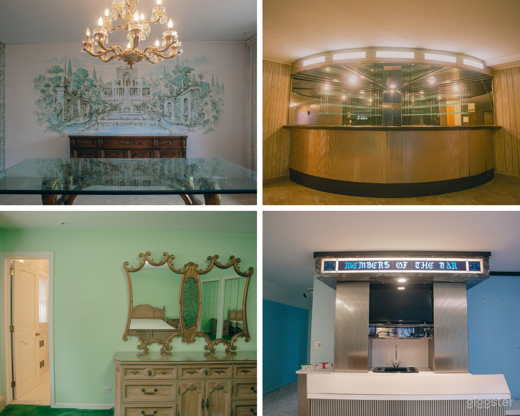 Unfurnished Retro Home with Mirror Bar, Wallpaper Photo 1