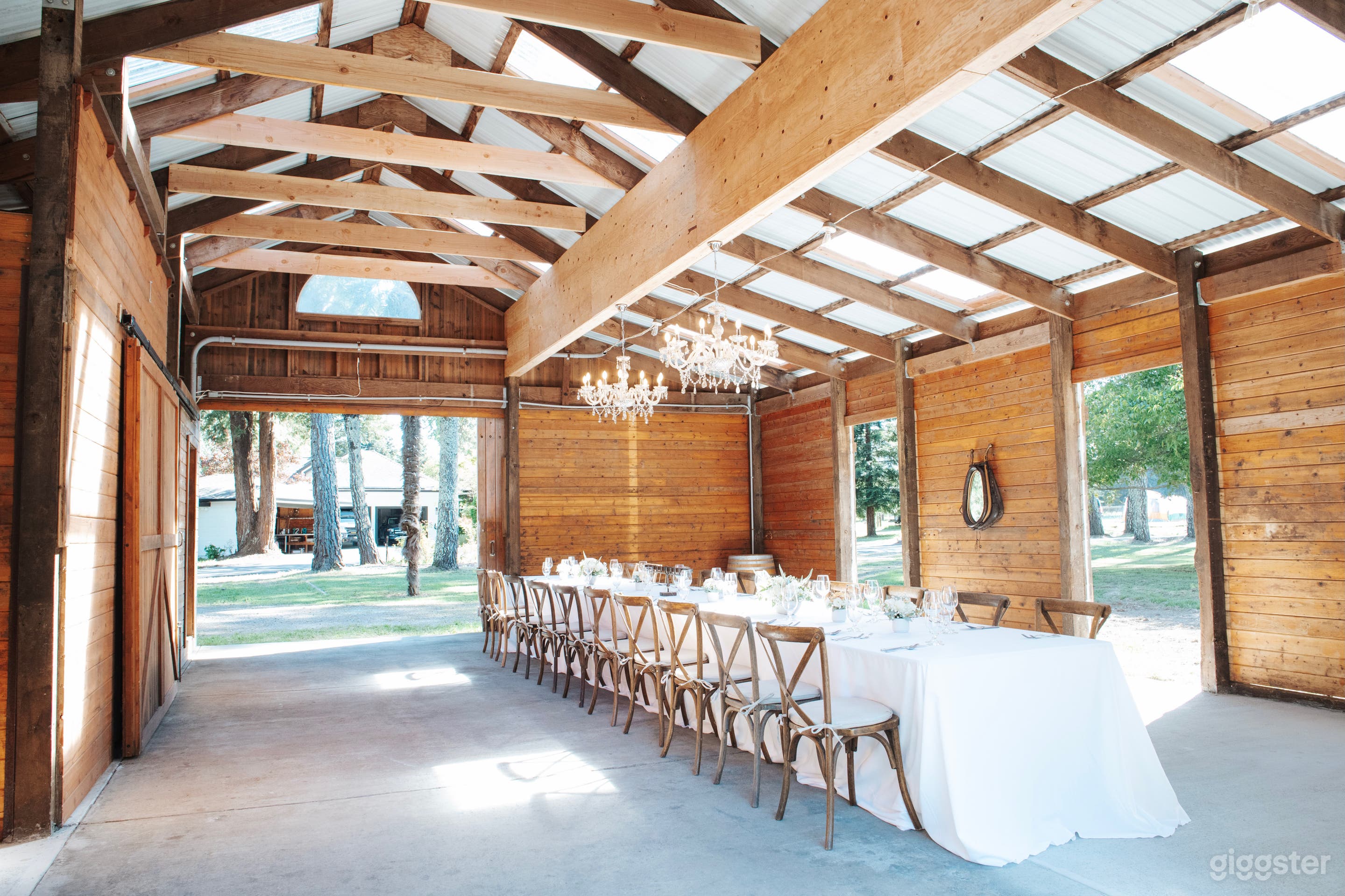 Our 1200 square foot event space, The Stables, in a separate area. Perfect for casual gatherings, team-building activities, creative shoots, or family events and weddings.