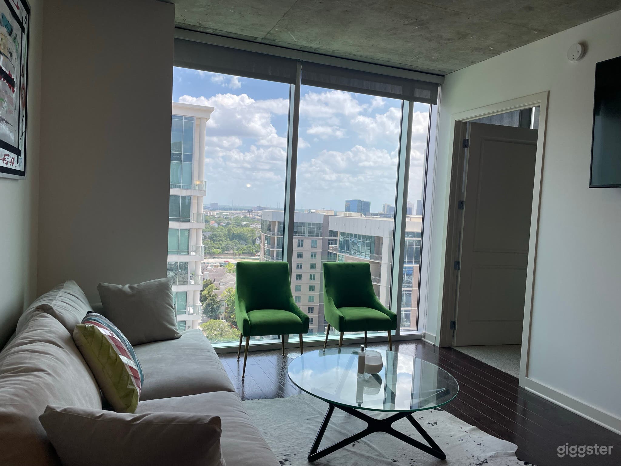 Living area with modern furniture and flat screen tv 