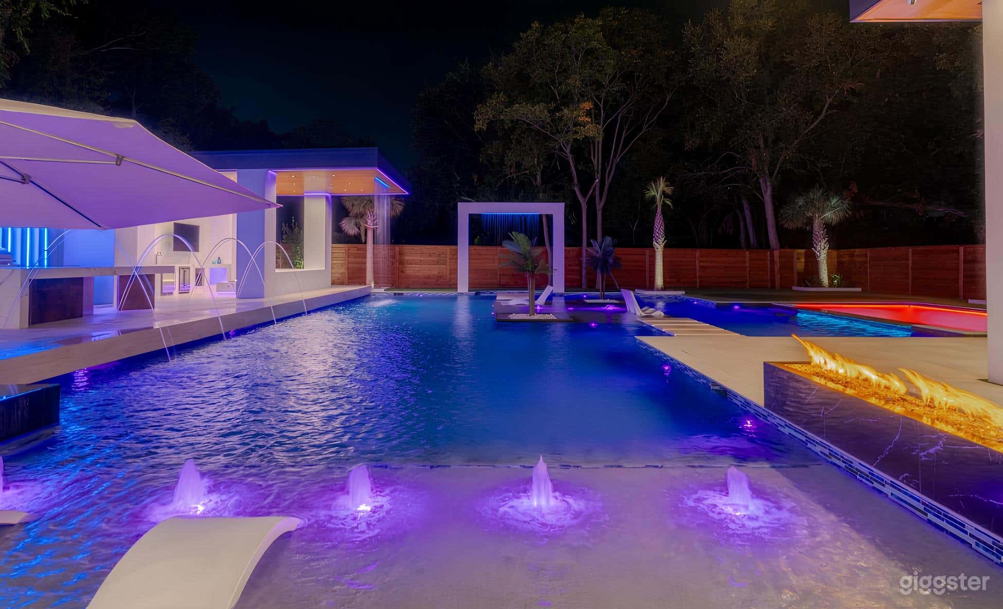 Opulent Pool Oasis with LED Lighting Photo 2
