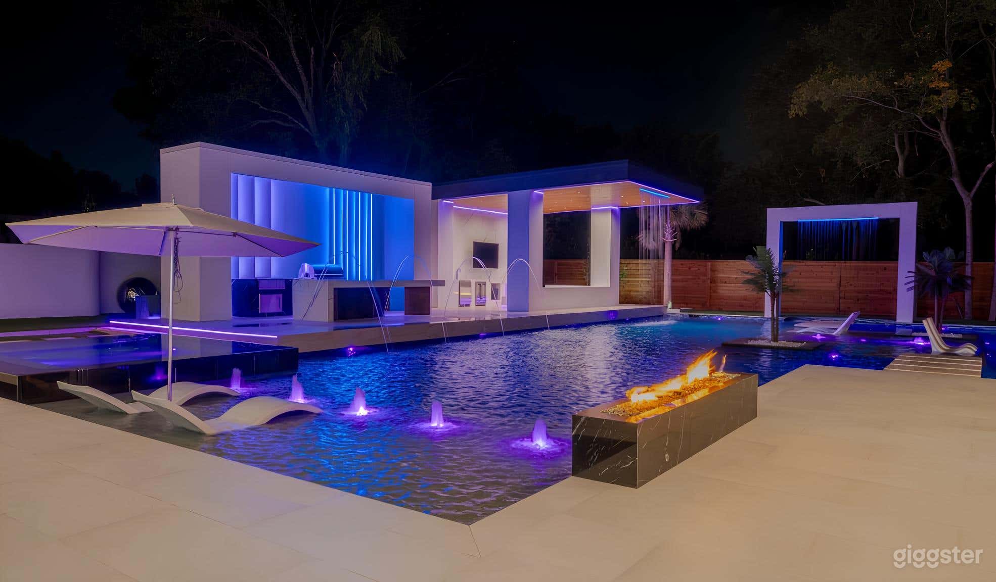 Opulent Pool Oasis with LED Lighting Photo 1