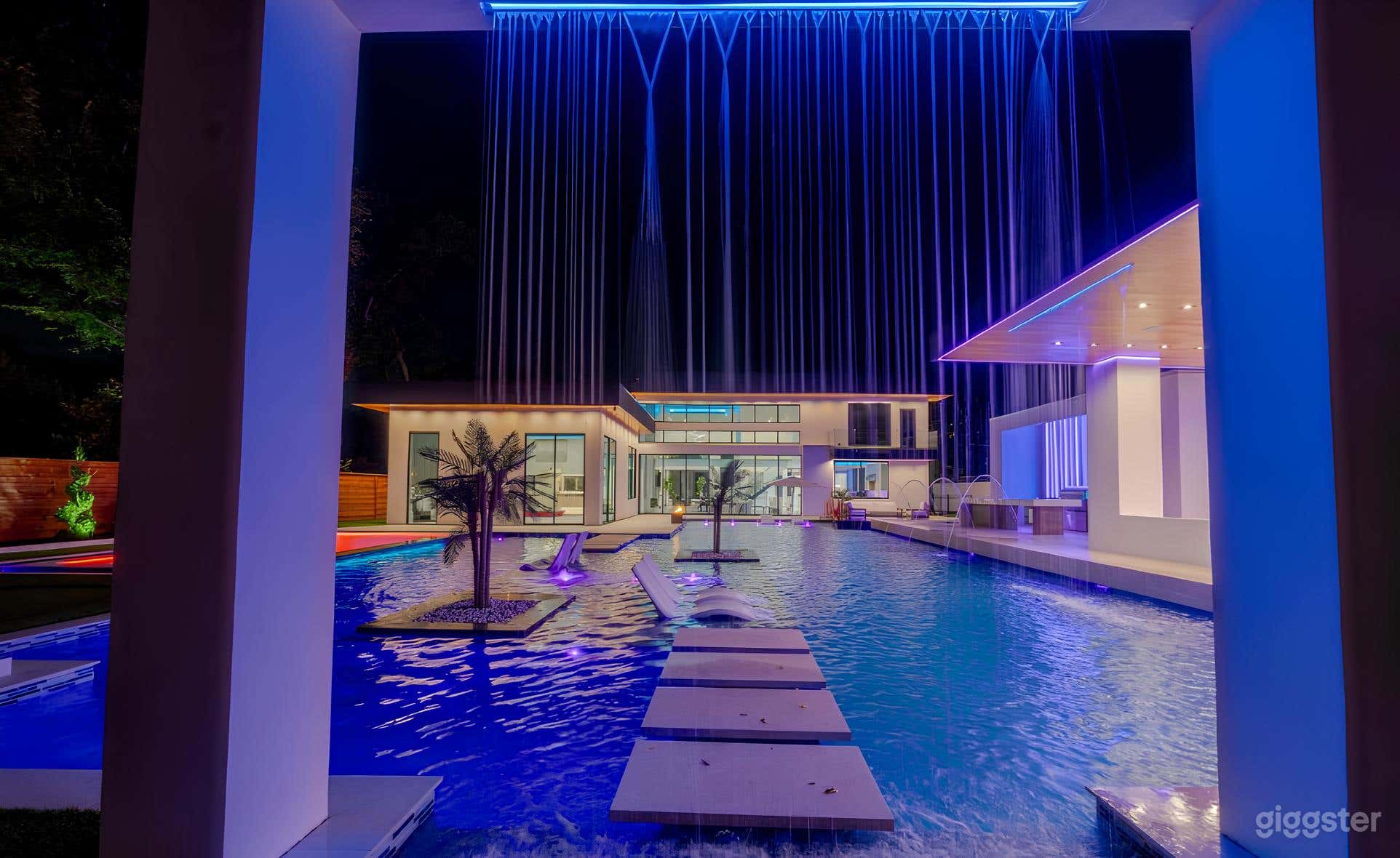 Opulent Pool Oasis with LED Lighting Photo 4