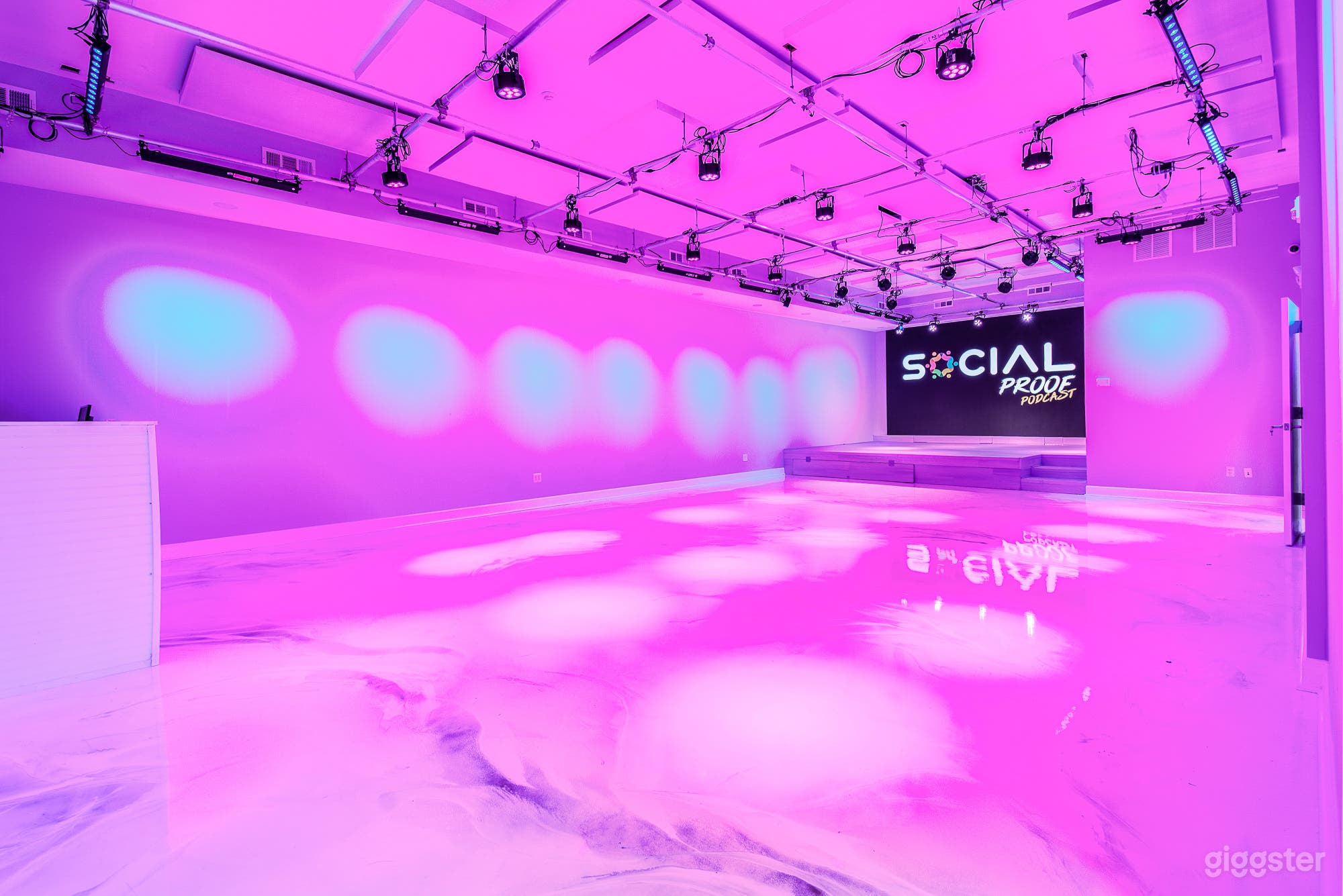 Our venue has installed Lighting production. Lighting production offers various lighting colors for your special event. 