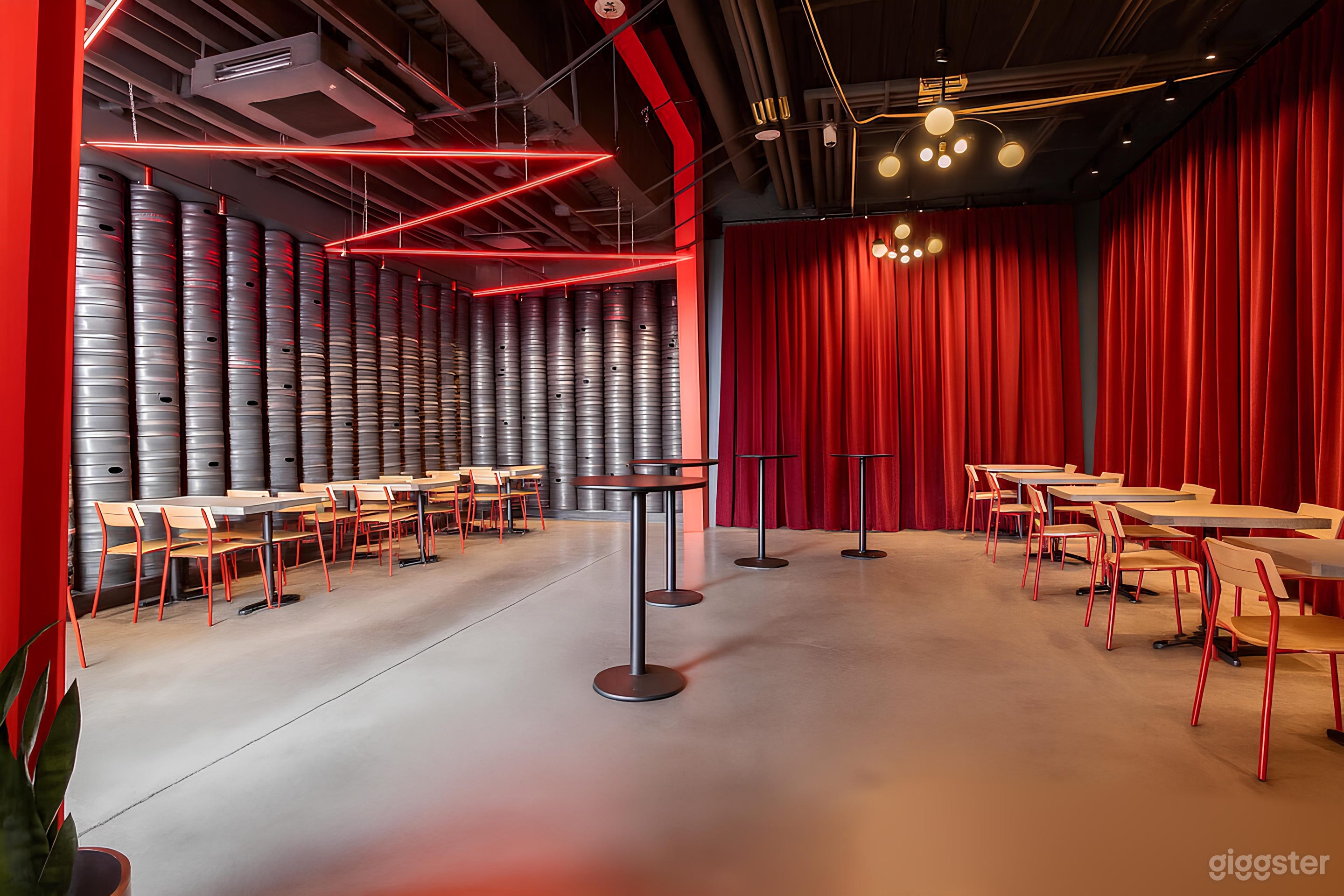 Lush Velvet Curtain Brewery Lounge with Artistic Patio Photo 4