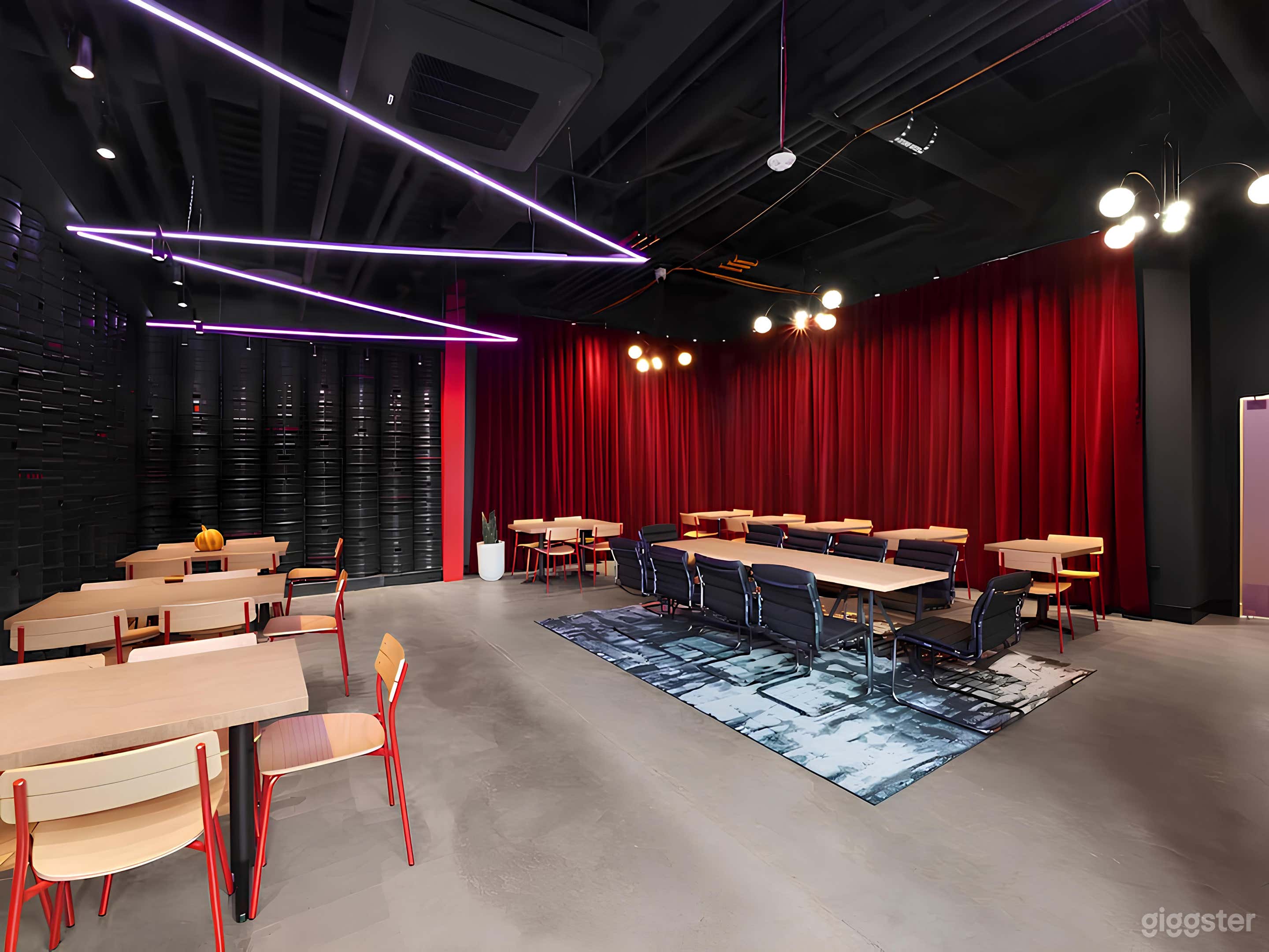 Lush Velvet Curtain Brewery Lounge with Artistic Patio Photo 3