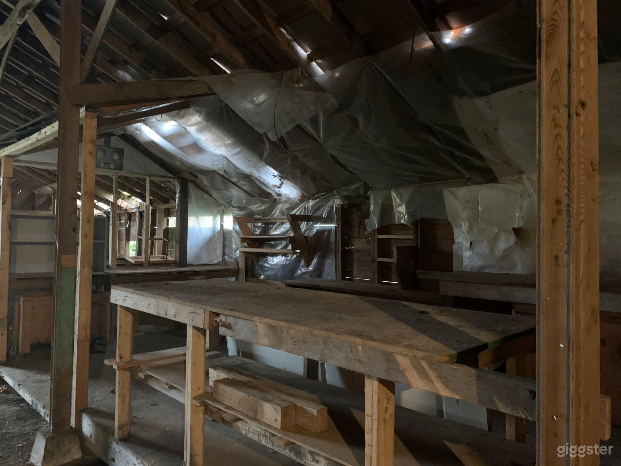 work shop inside stable/barn