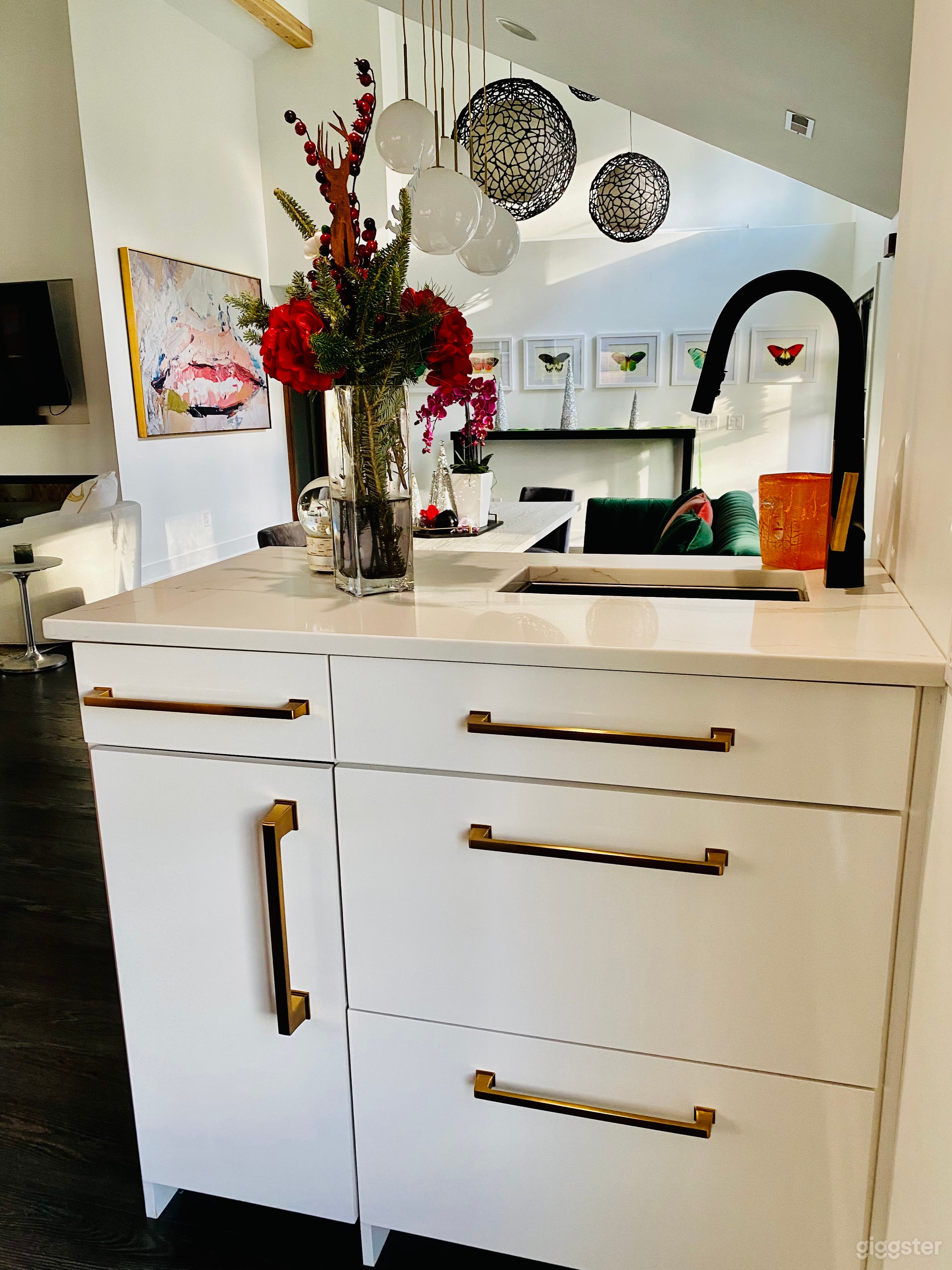 Wet bar with ice-maker and trough sink
