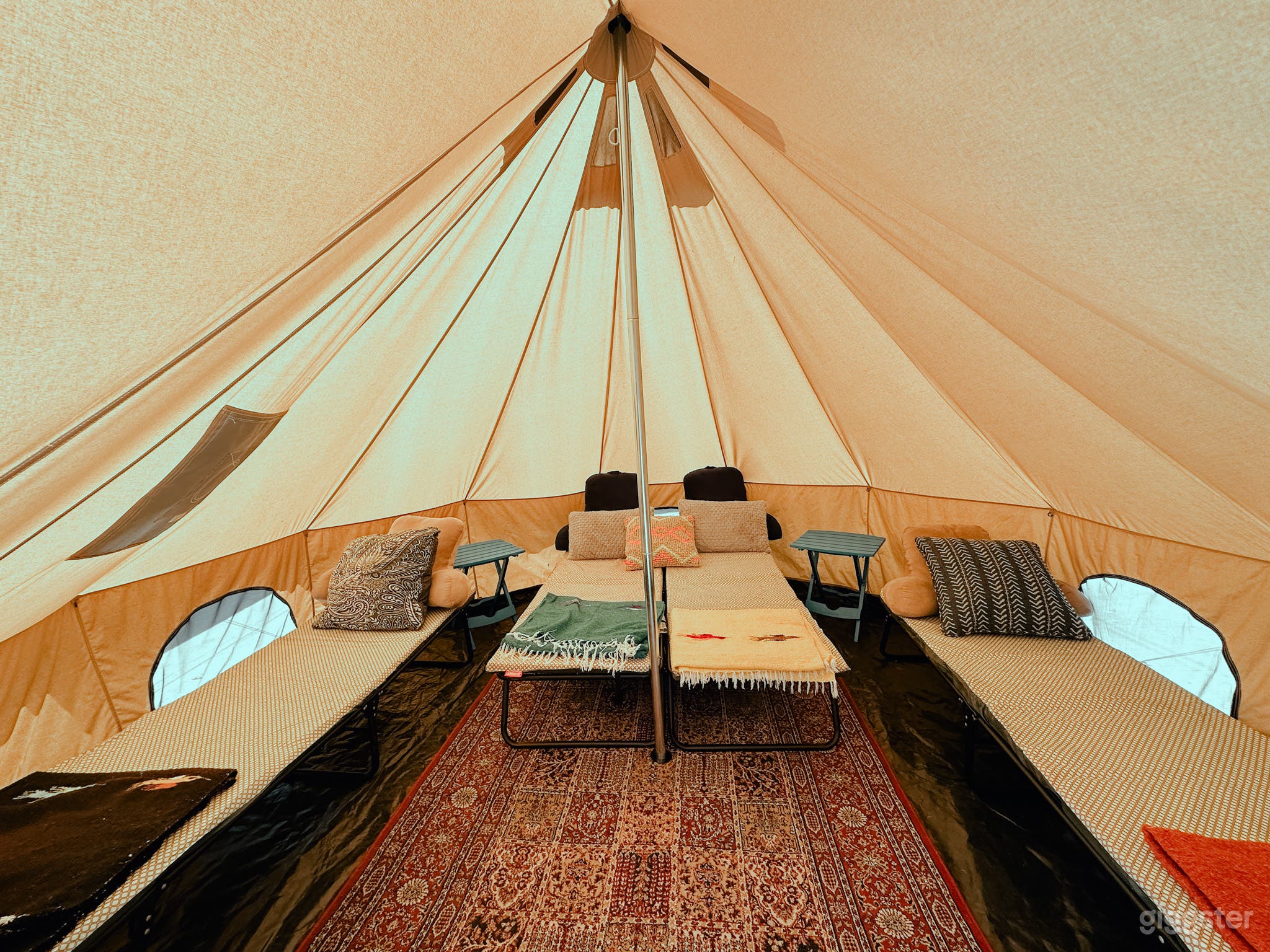 Interior of Yurt in Yard