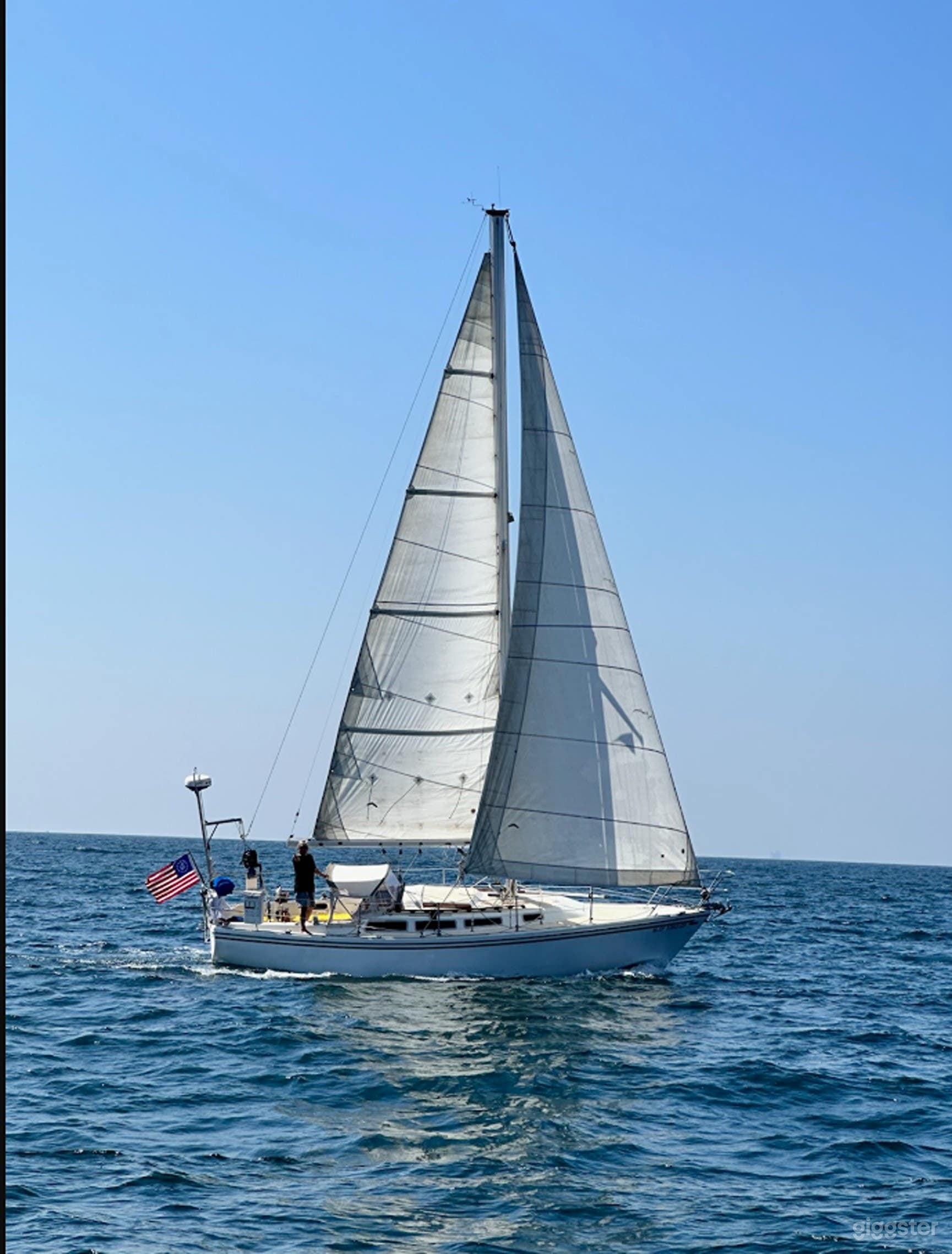 Owner sailing single hand off Ventura, CA in the Santa Barbara Channel.