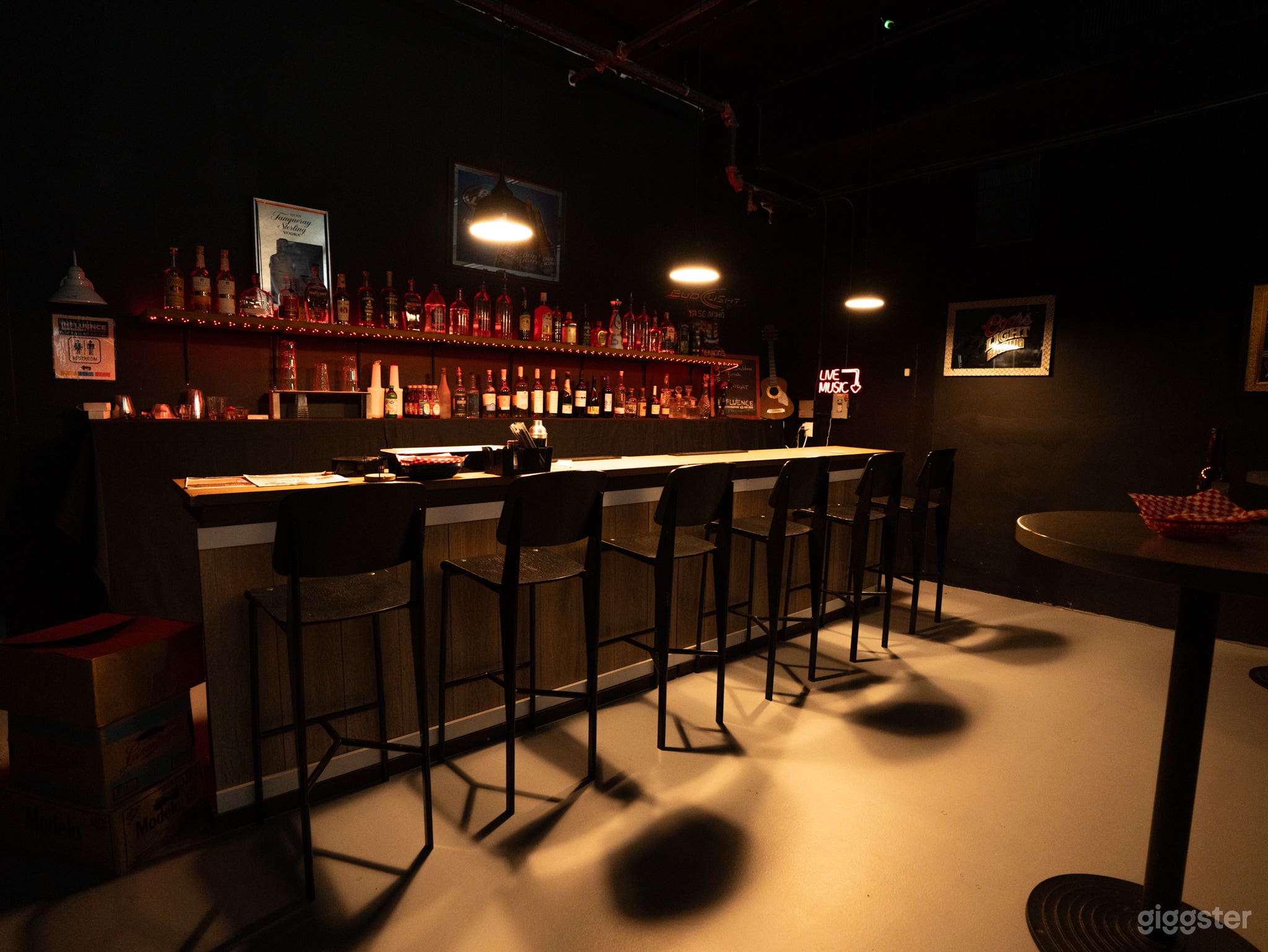 Cinematic Bar Set — Moody, Realistic, Bar Interior Photo 1