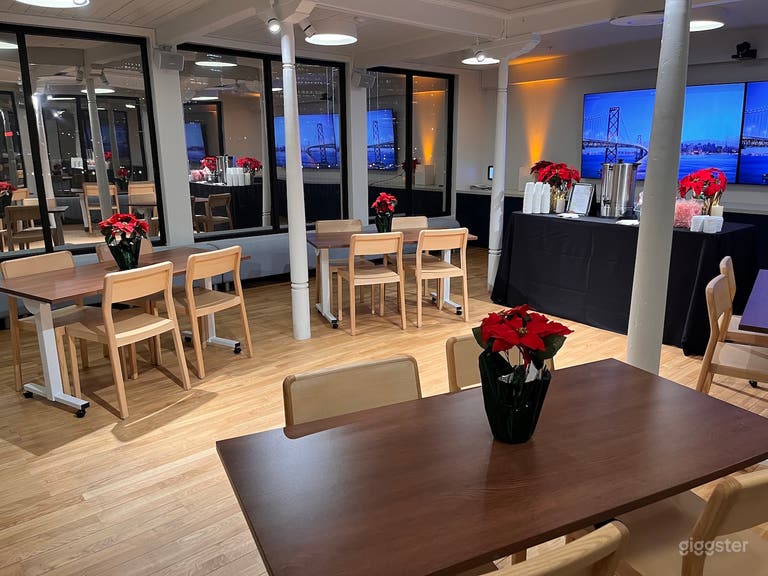  Roof Deck Board Room set up as a cafe during a Roof Deck reception 