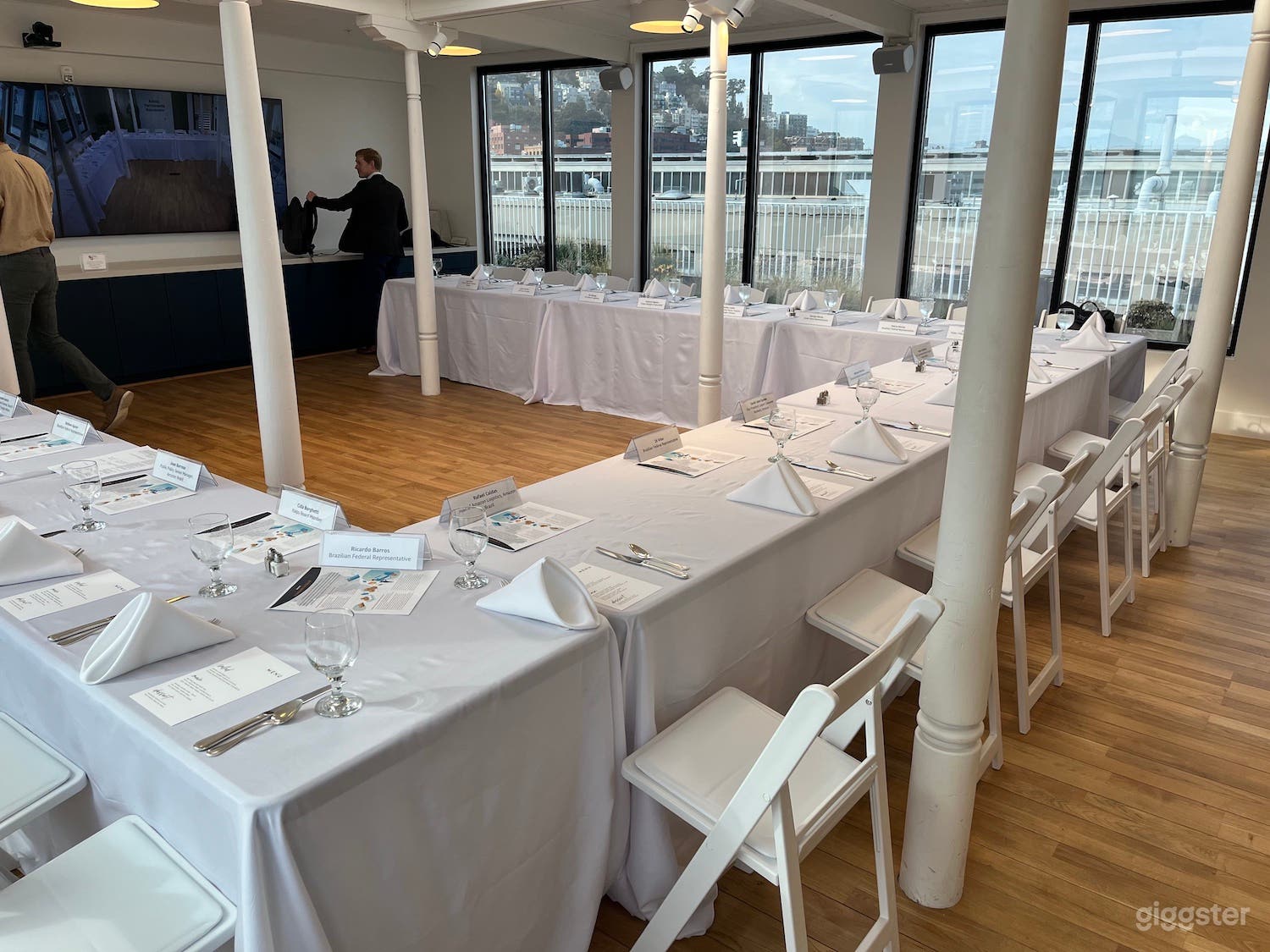 Roof Deck Board Room set up for a conference luncheon