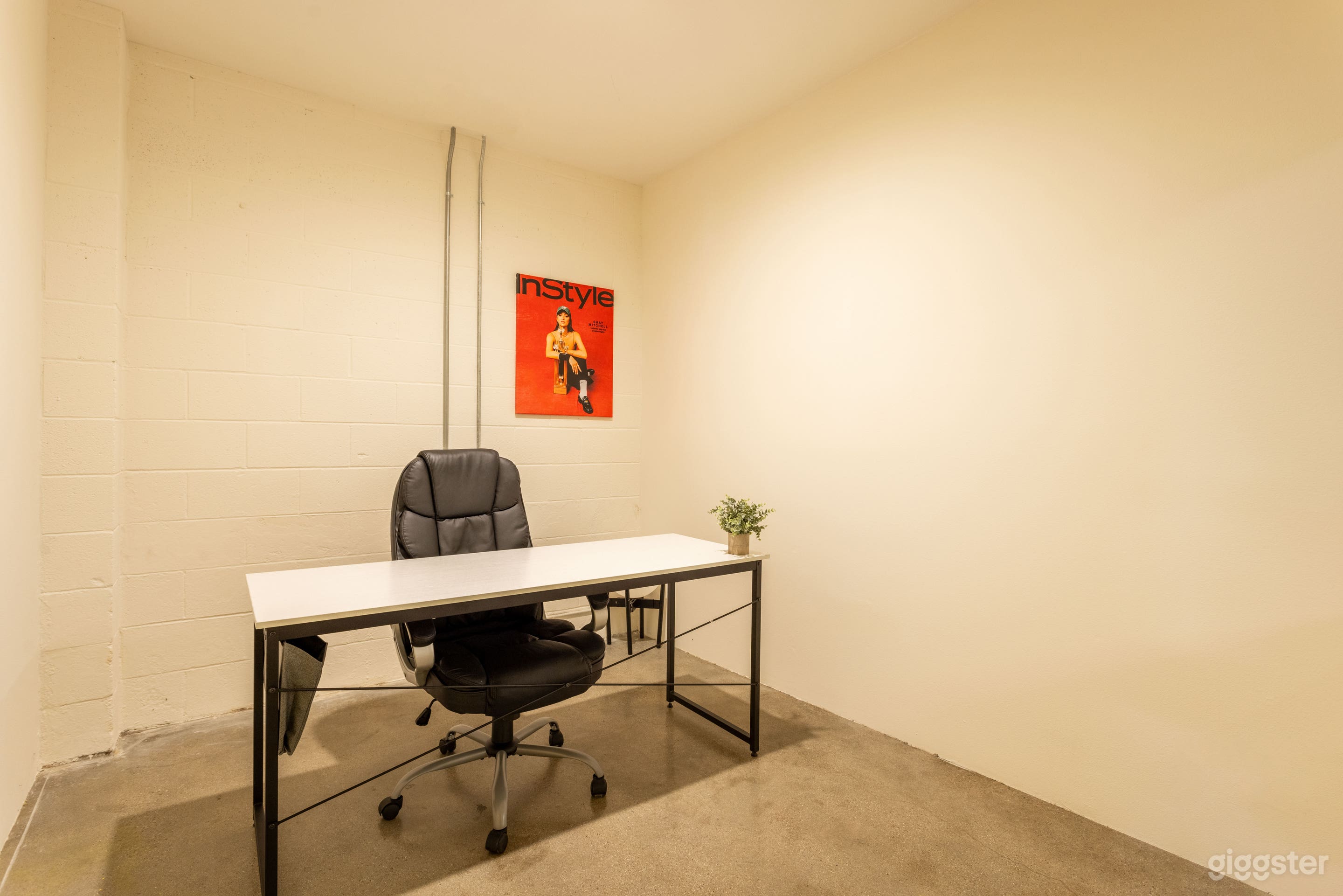 private office with blank canvas